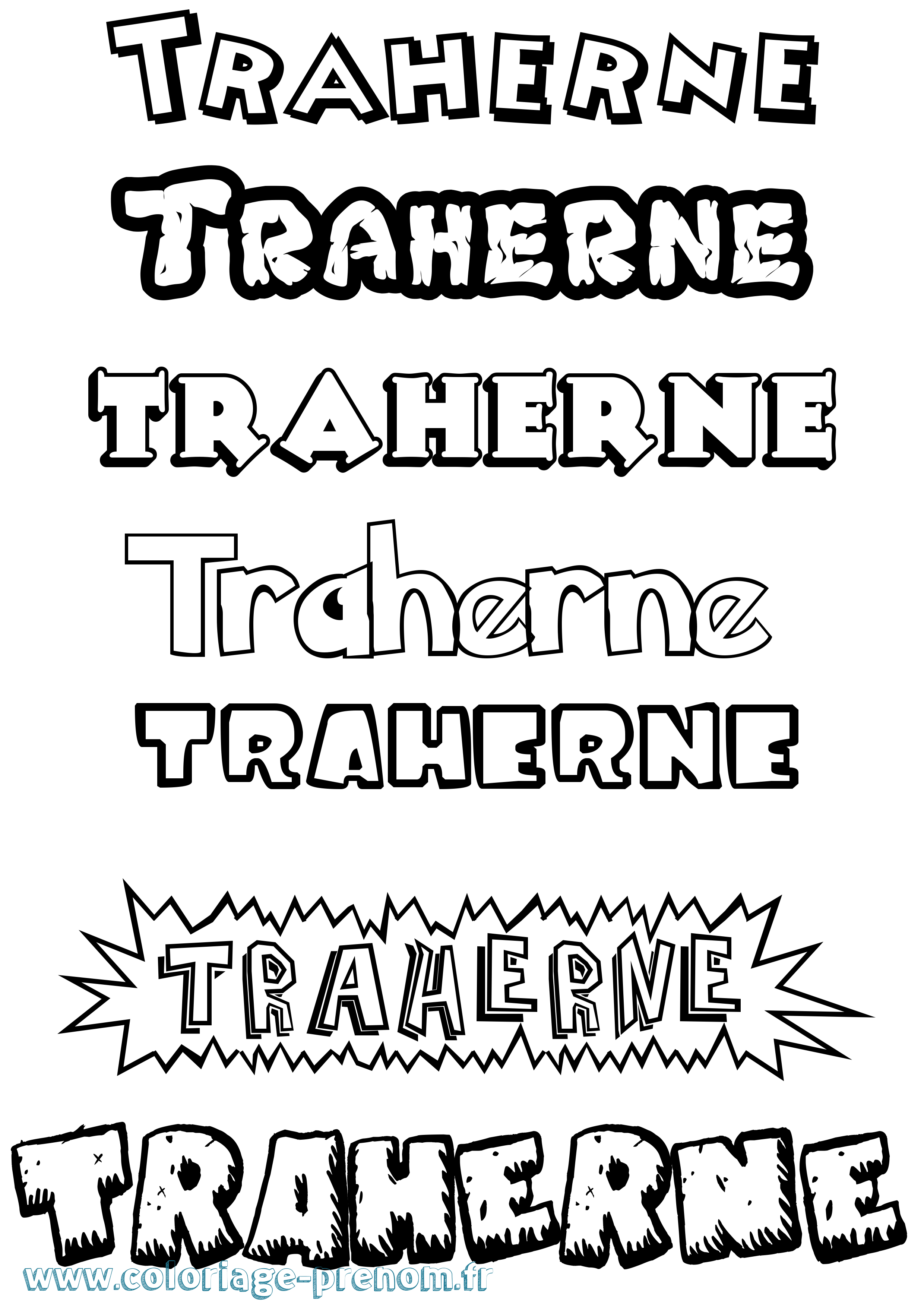 Coloriage Traherne Dessin Animé Coloriage prénom Traherne Dessin Animé