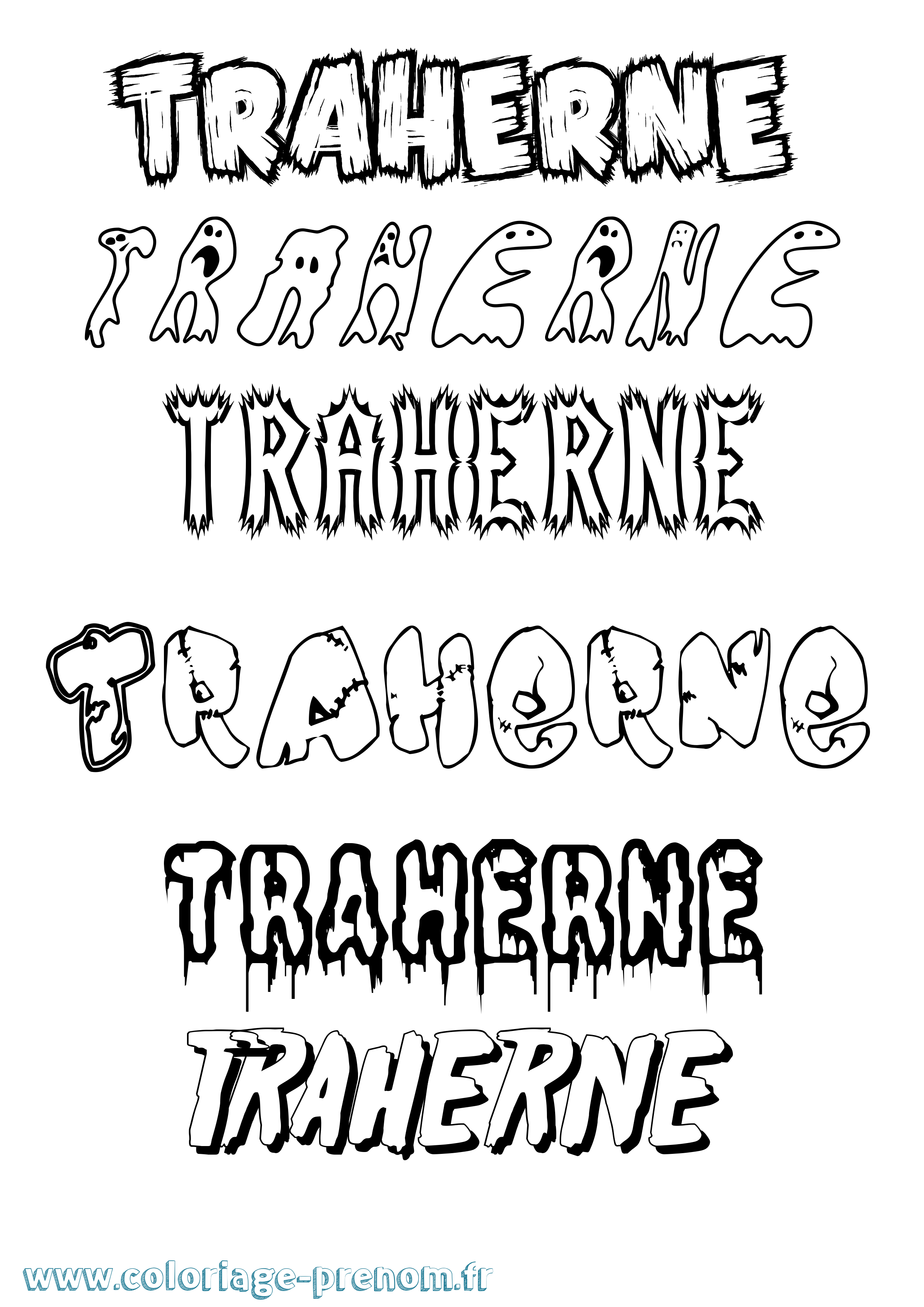 Coloriage Traherne Frisson Coloriage prénom Traherne Frisson