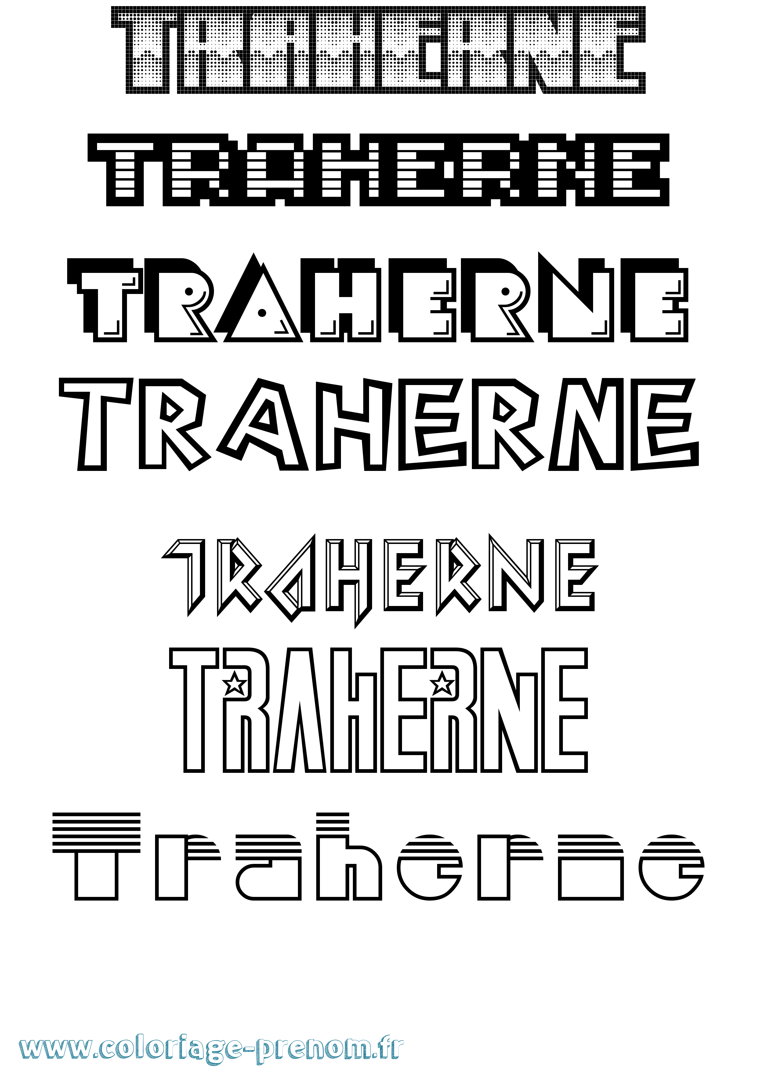 Coloriage Traherne Jeux Vidéos Coloriage prénom Traherne Jeux Vidéos