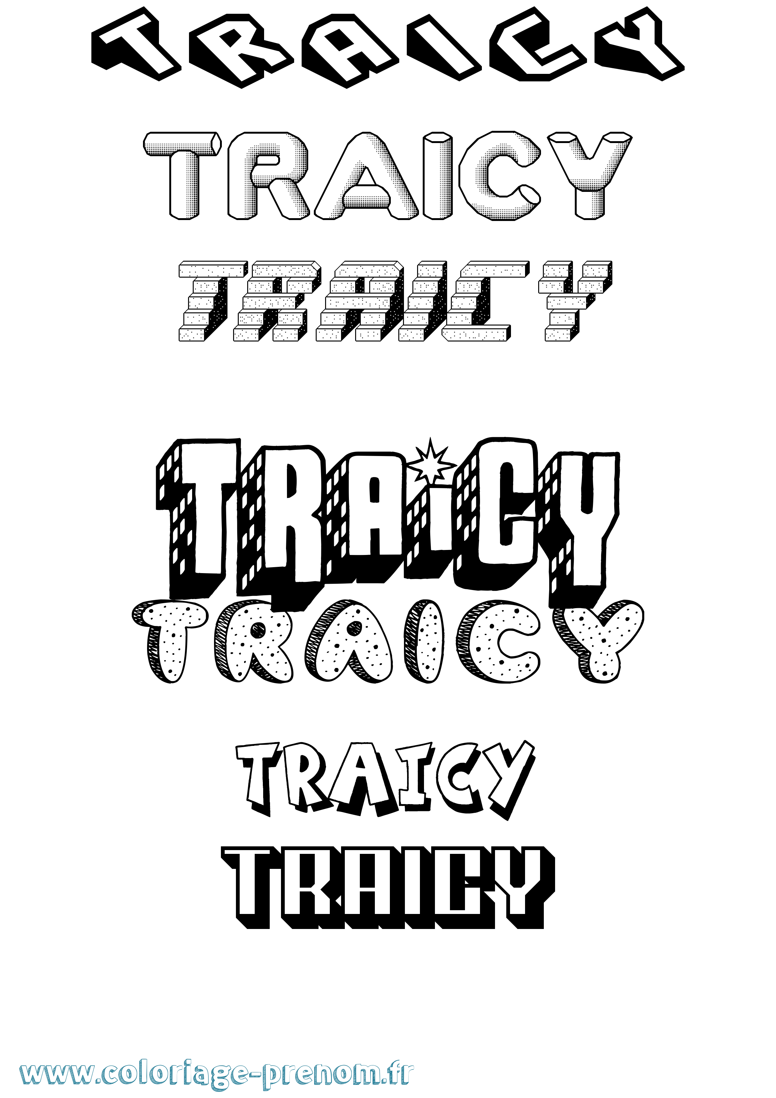 Coloriage Traicy Effet 3D Coloriage prénom Traicy Effet 3D