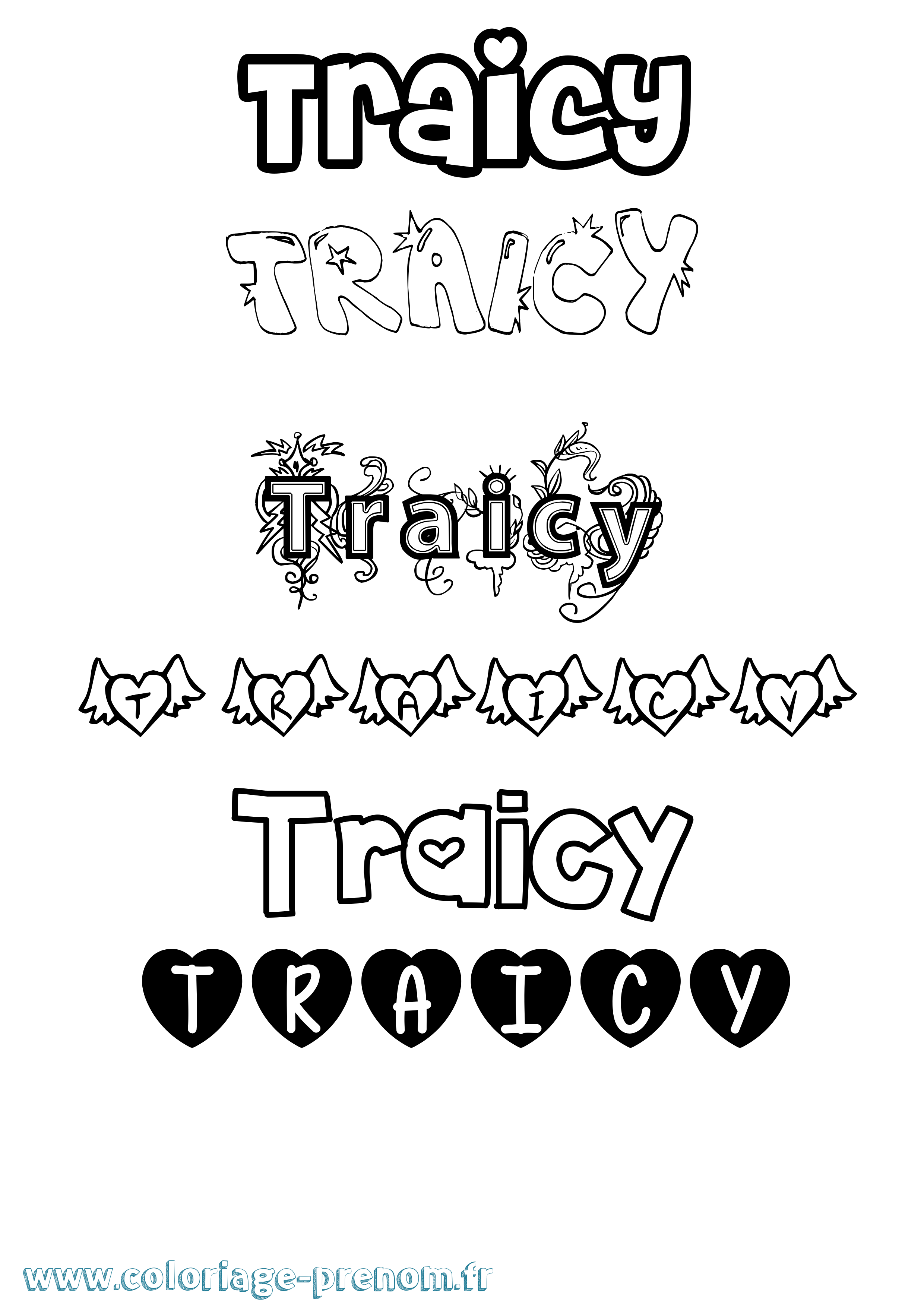 Coloriage Traicy Girly Coloriage prénom Traicy Girly