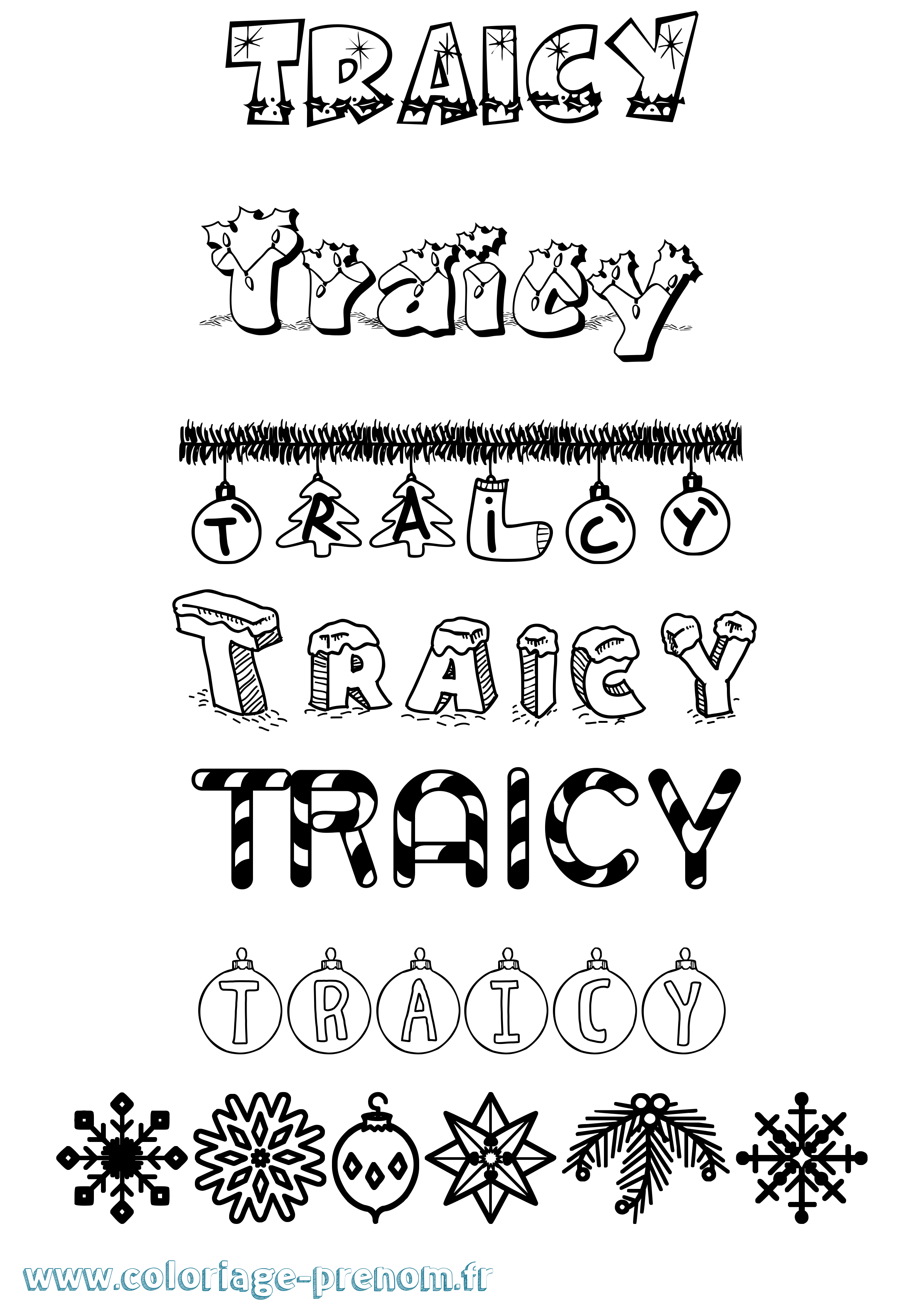 Coloriage Traicy Noël Coloriage prénom Traicy Noël
