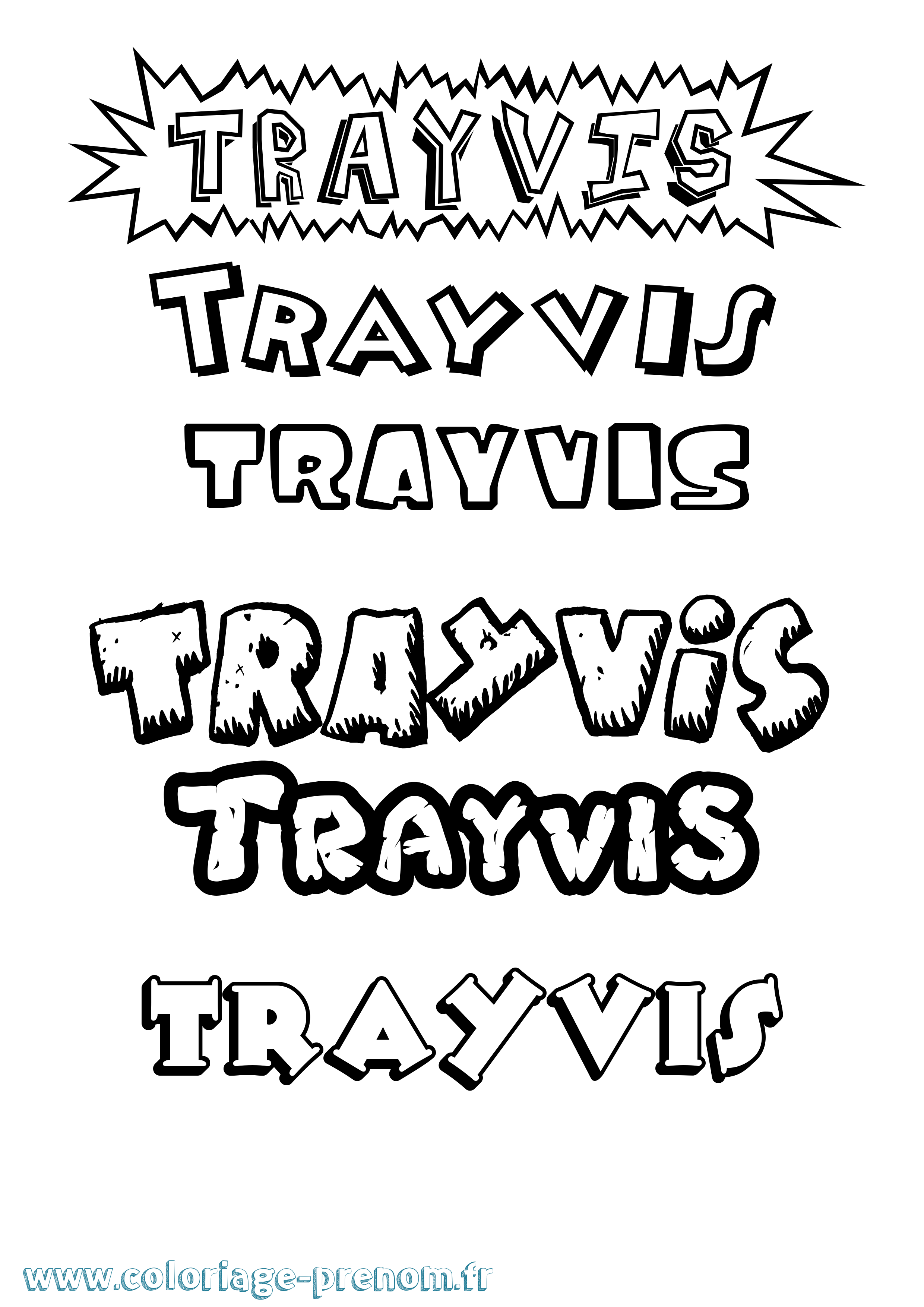 Coloriage Trayvis Dessin Animé Coloriage prénom Trayvis Dessin Animé