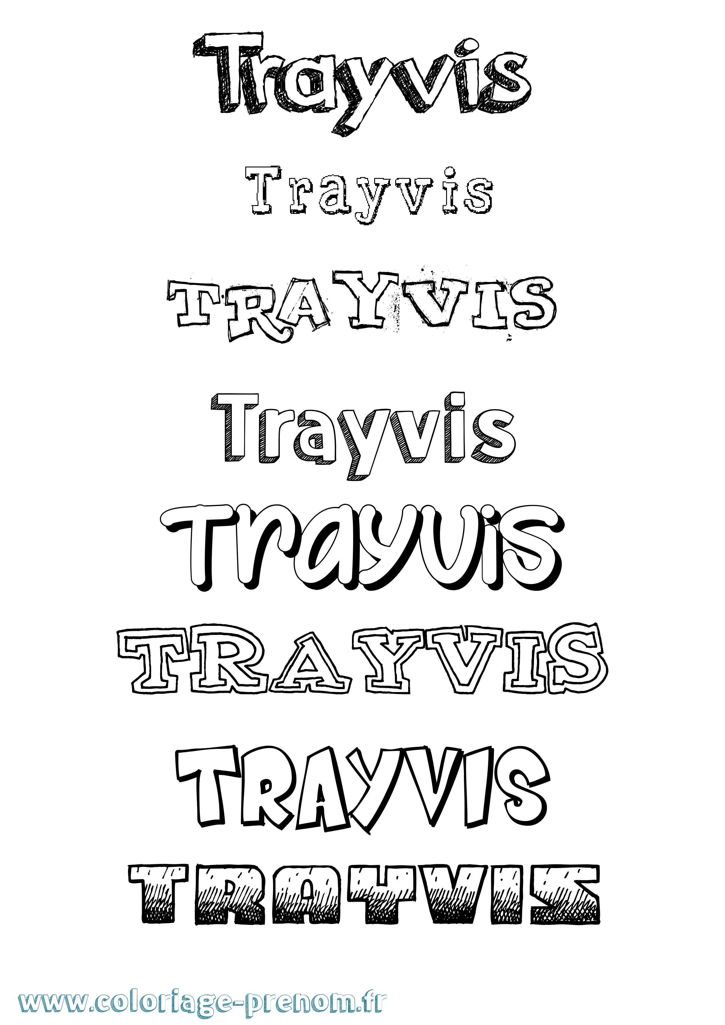 Coloriage Trayvis Dessiné Coloriage prénom Trayvis Dessiné