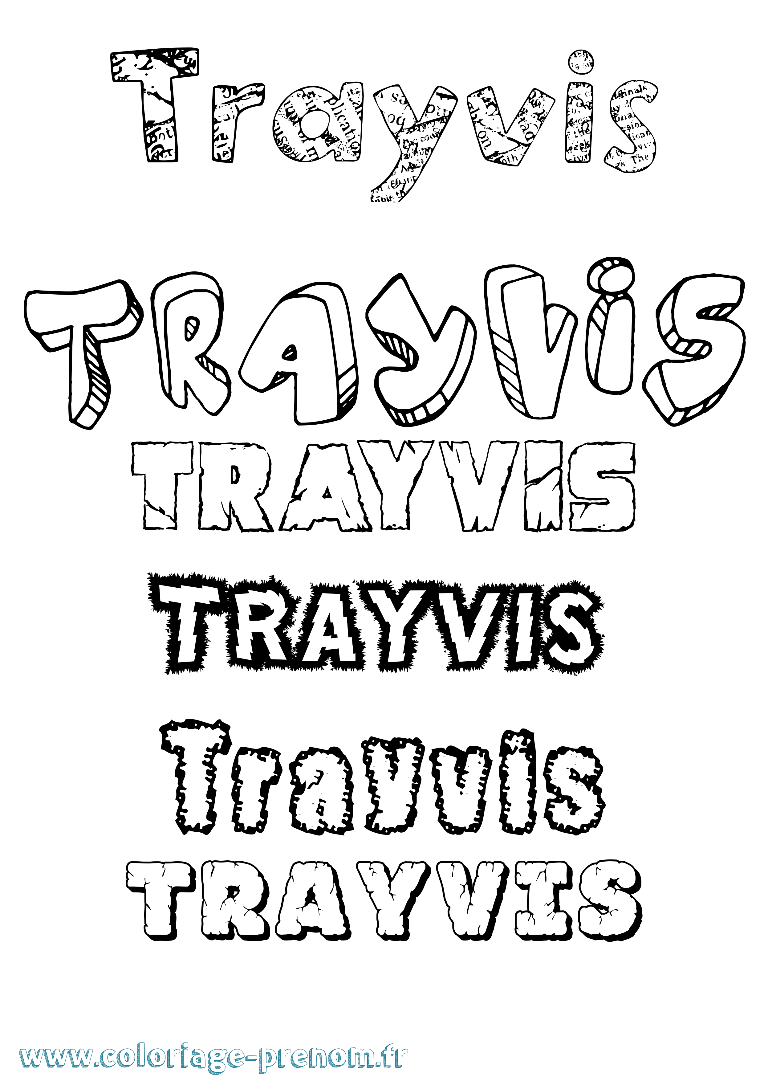 Coloriage Trayvis Destructuré Coloriage prénom Trayvis Destructuré