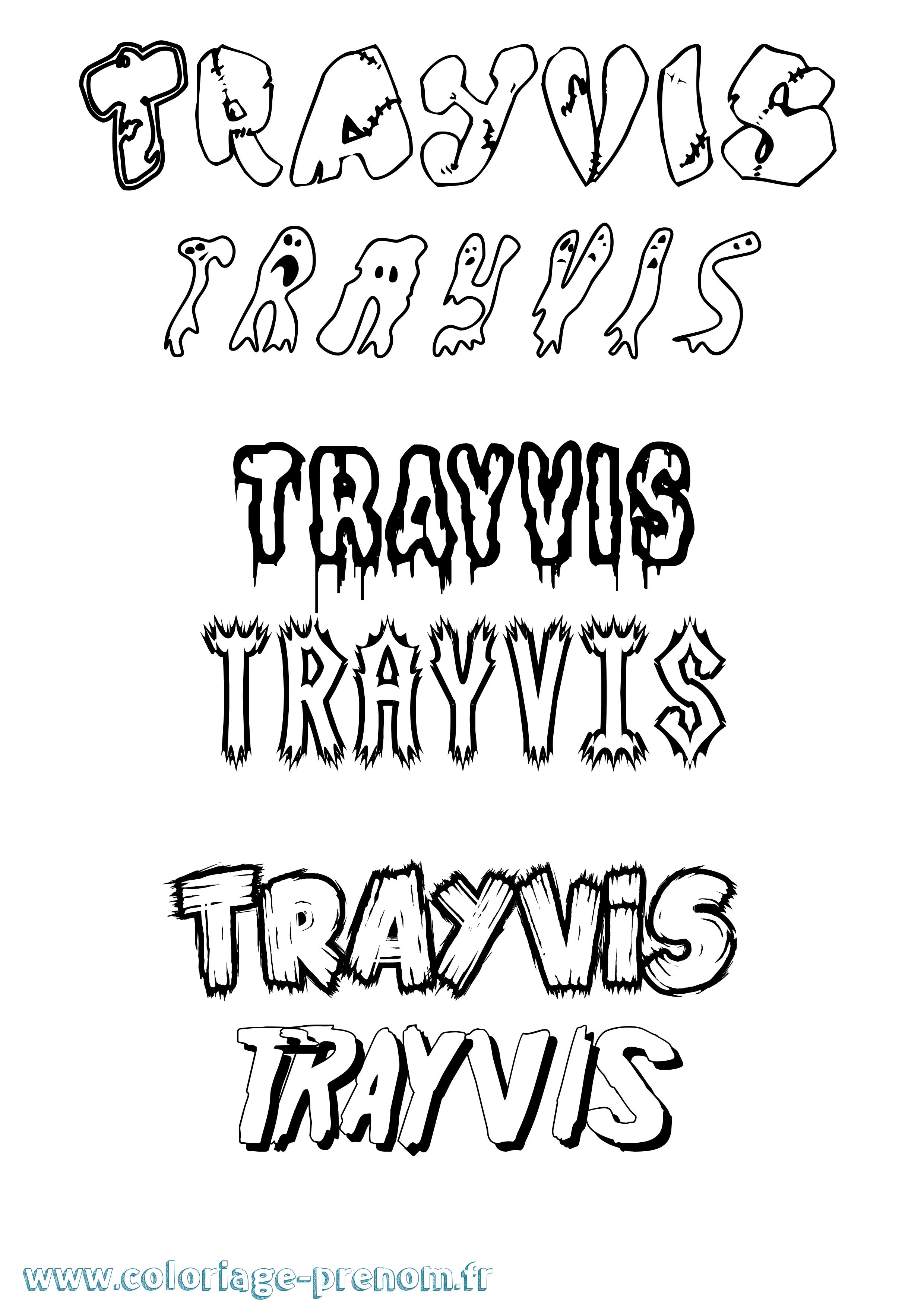Coloriage Trayvis Frisson Coloriage prénom Trayvis Frisson