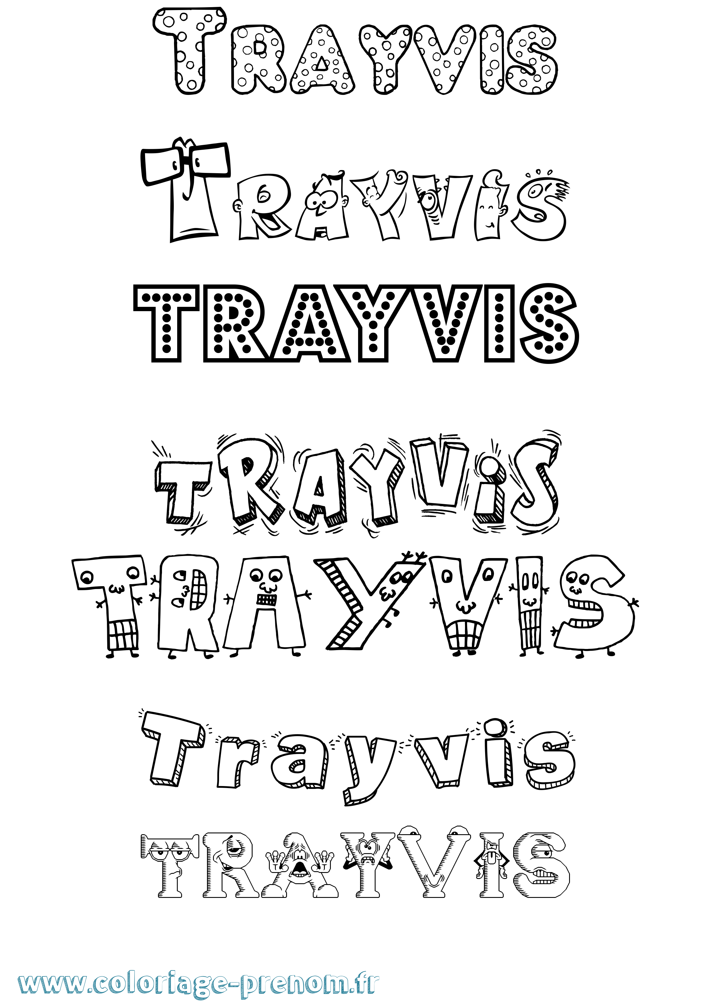Coloriage Trayvis Fun Coloriage prénom Trayvis Fun