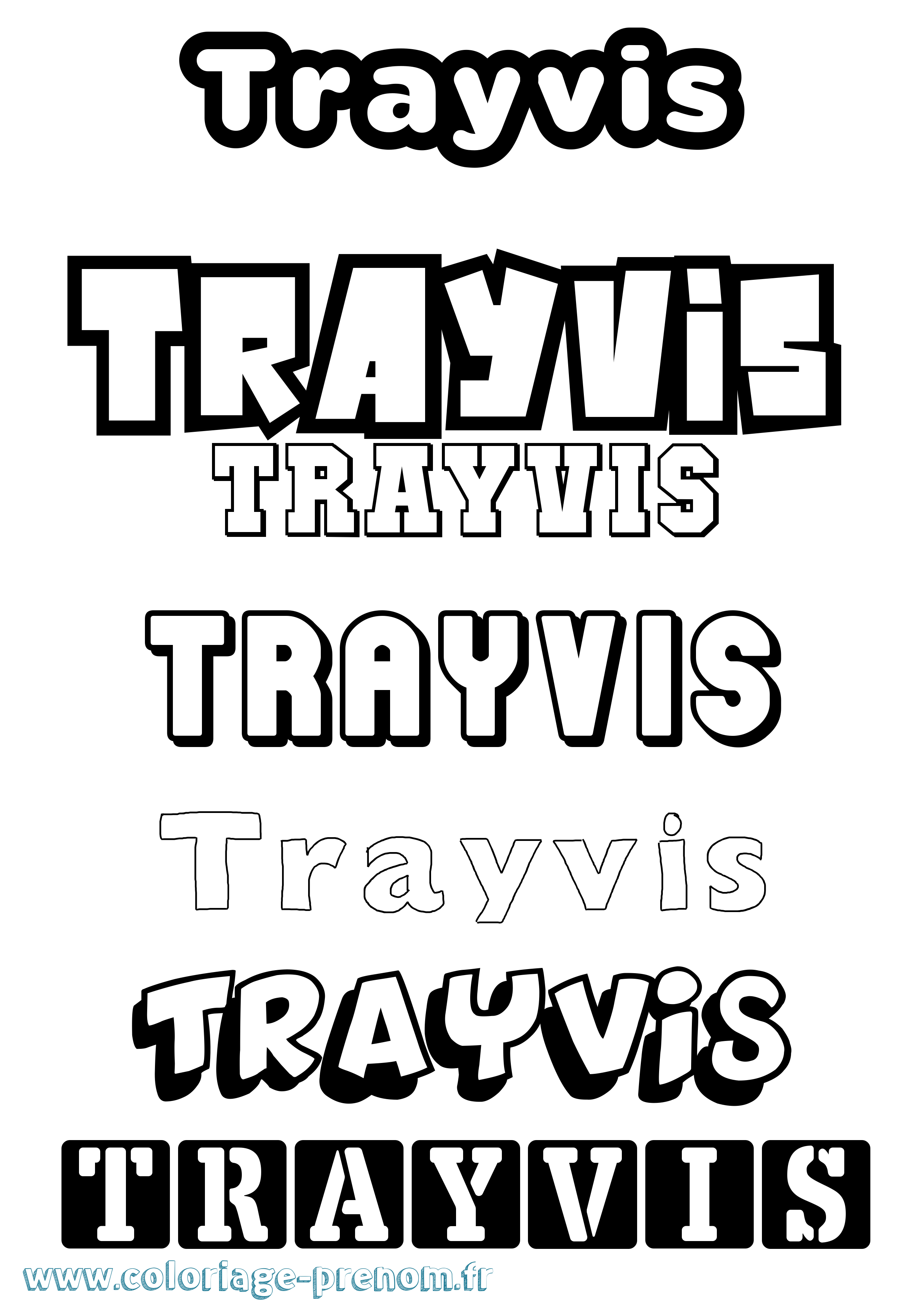 Coloriage Trayvis Simple Coloriage prénom Trayvis Simple