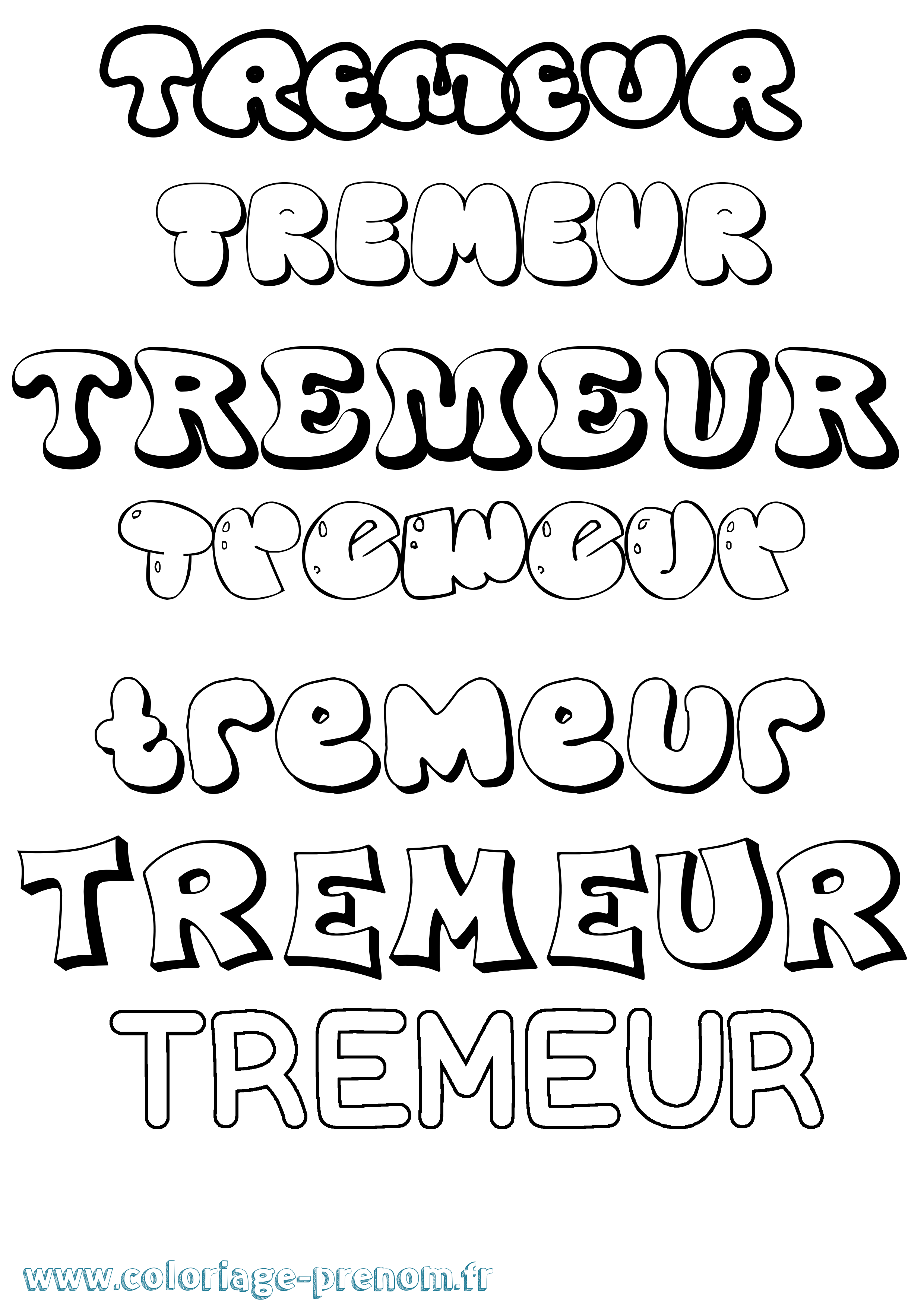 Coloriage Tremeur Bubble Coloriage prénom Tremeur Bubble