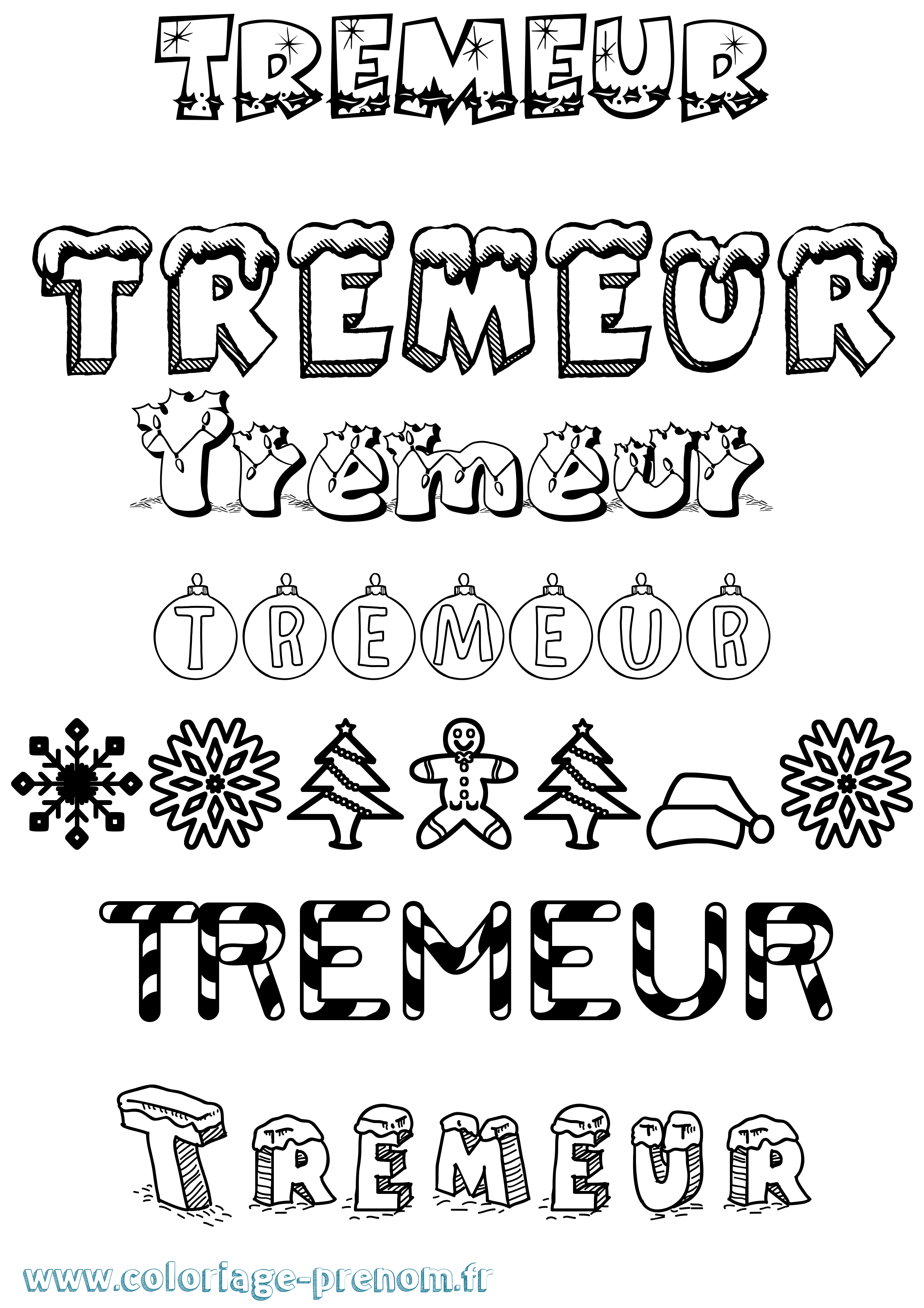 Coloriage Tremeur Noël Coloriage prénom Tremeur Noël