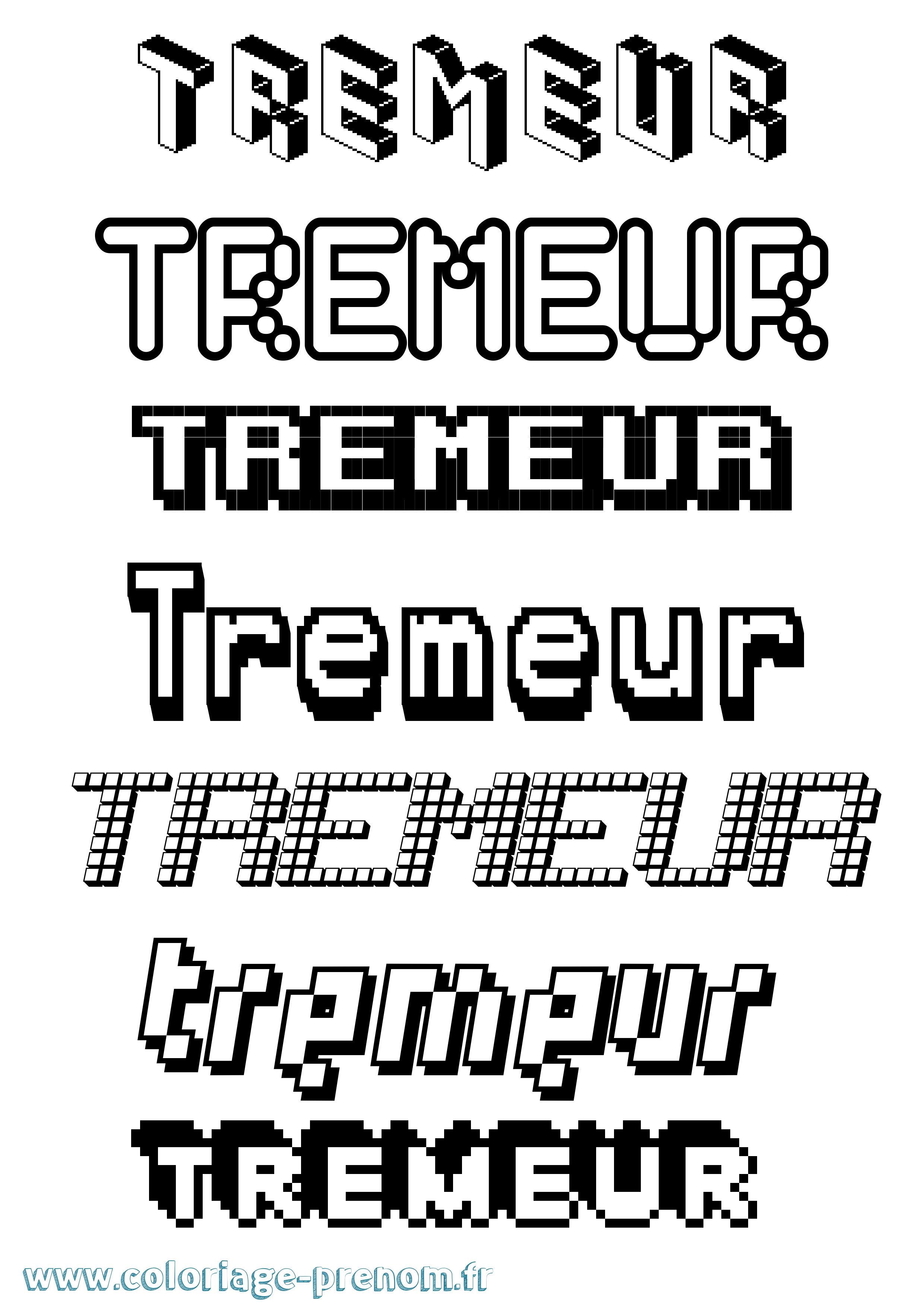 Coloriage Tremeur Pixel Coloriage prénom Tremeur Pixel