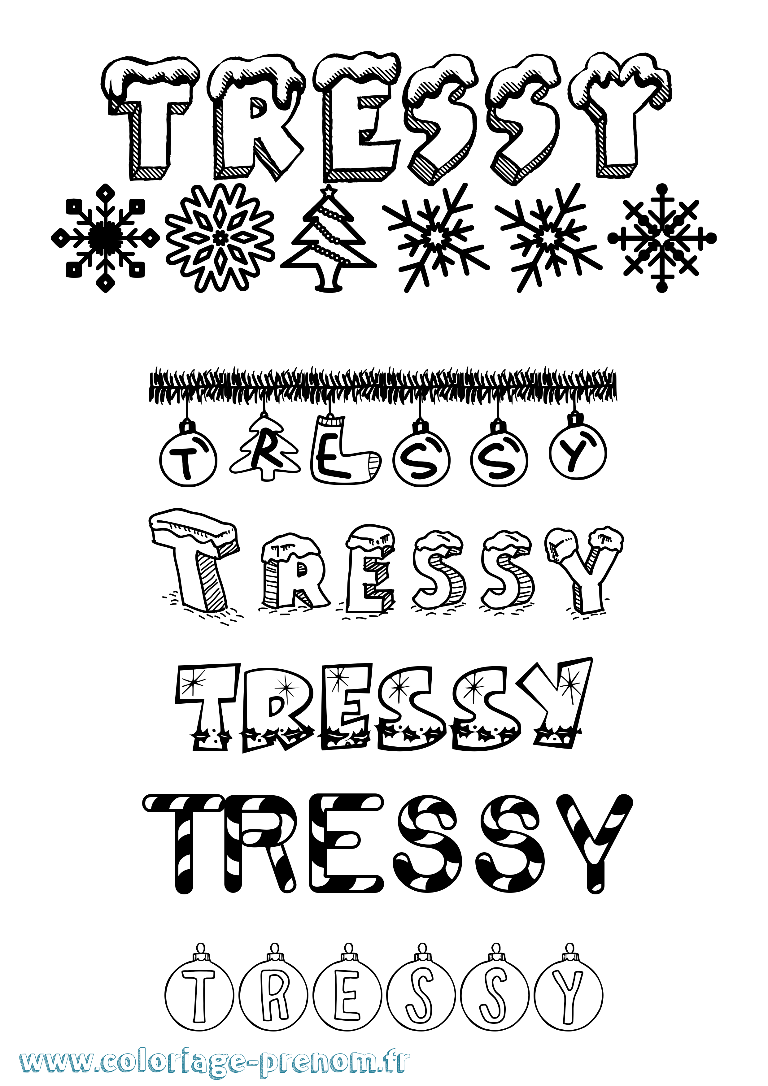 Coloriage Tressy Noël Coloriage prénom Tressy Noël