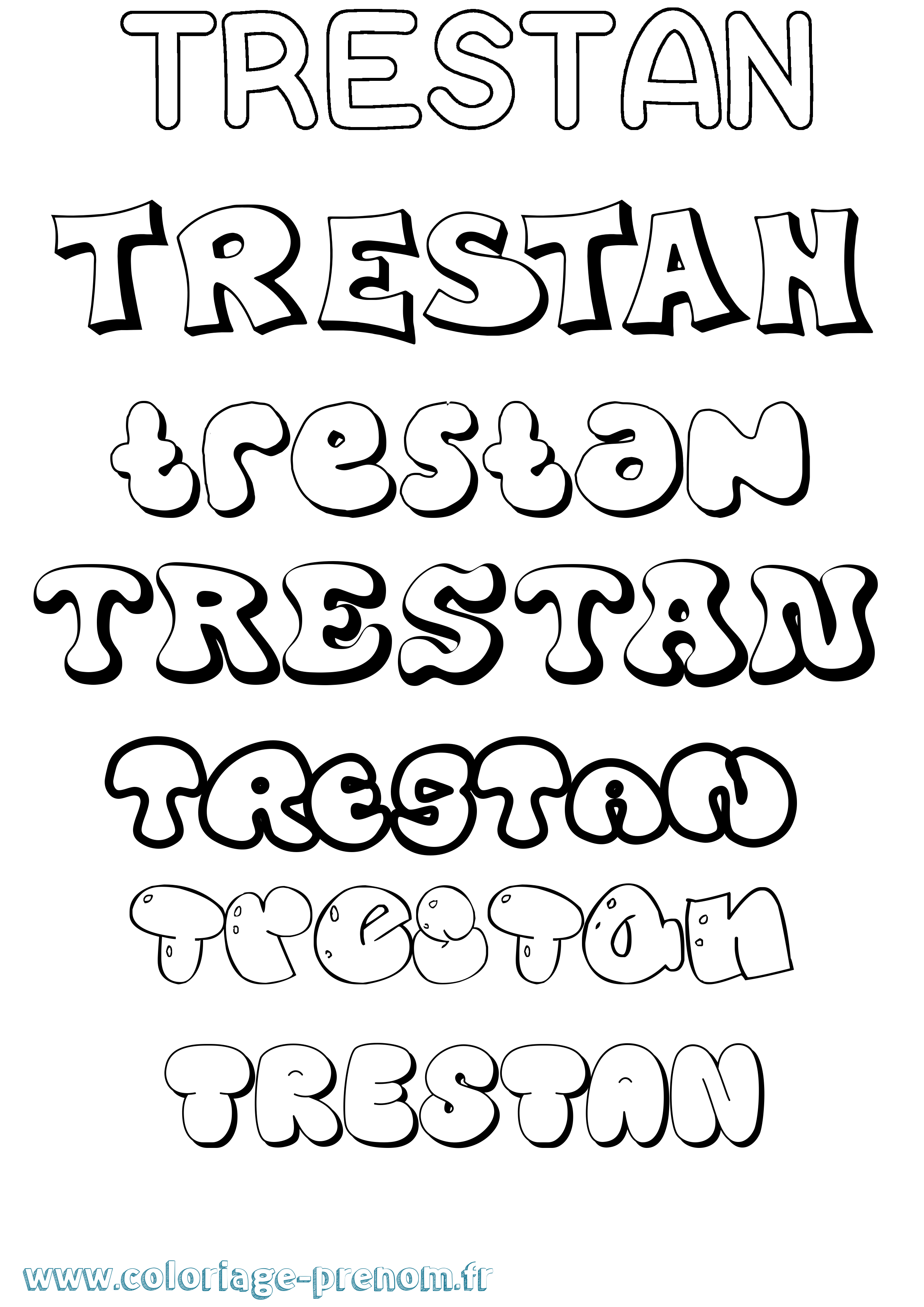 Coloriage Trestan Bubble Coloriage prénom Trestan Bubble