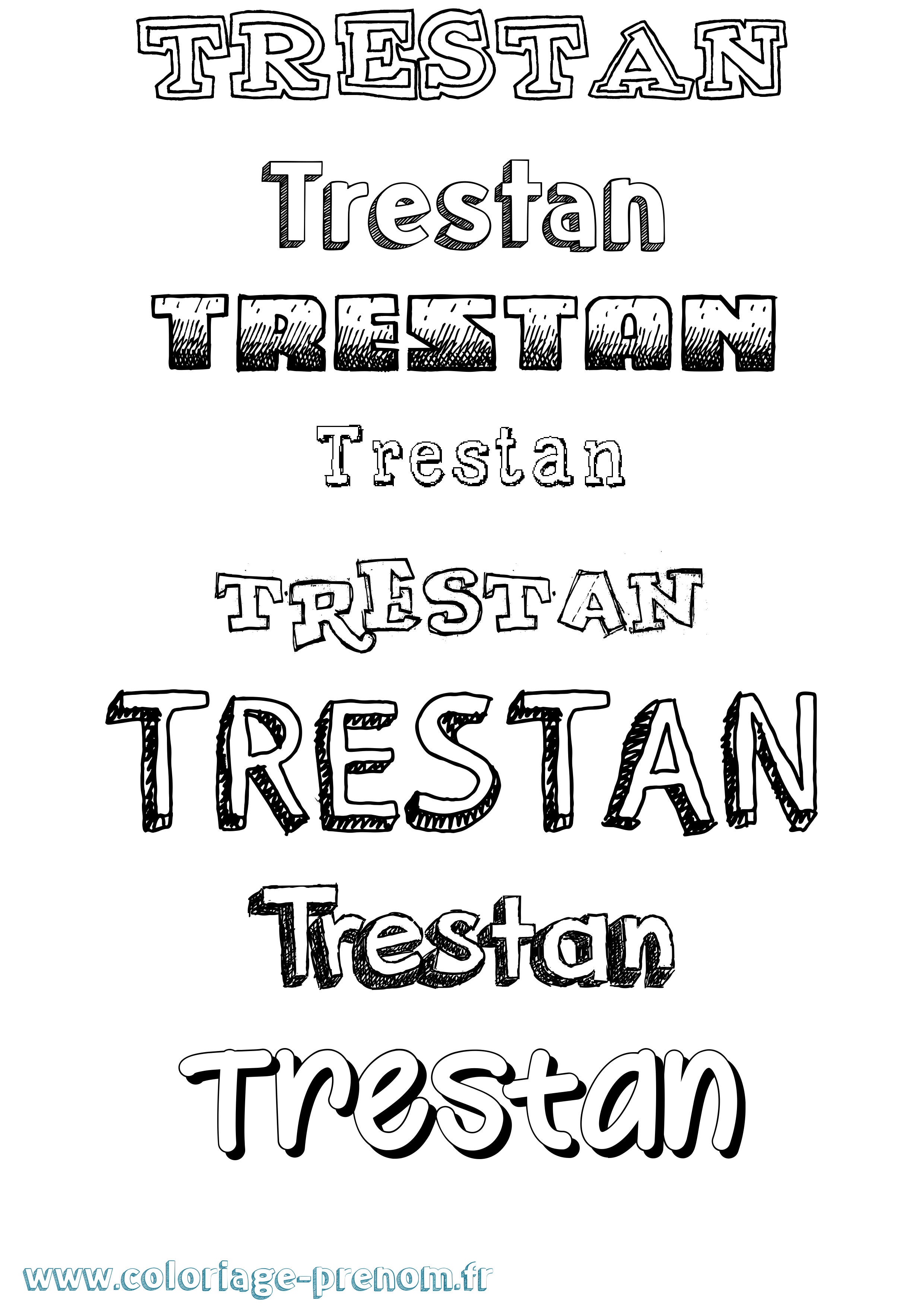 Coloriage Trestan Dessiné Coloriage prénom Trestan Dessiné