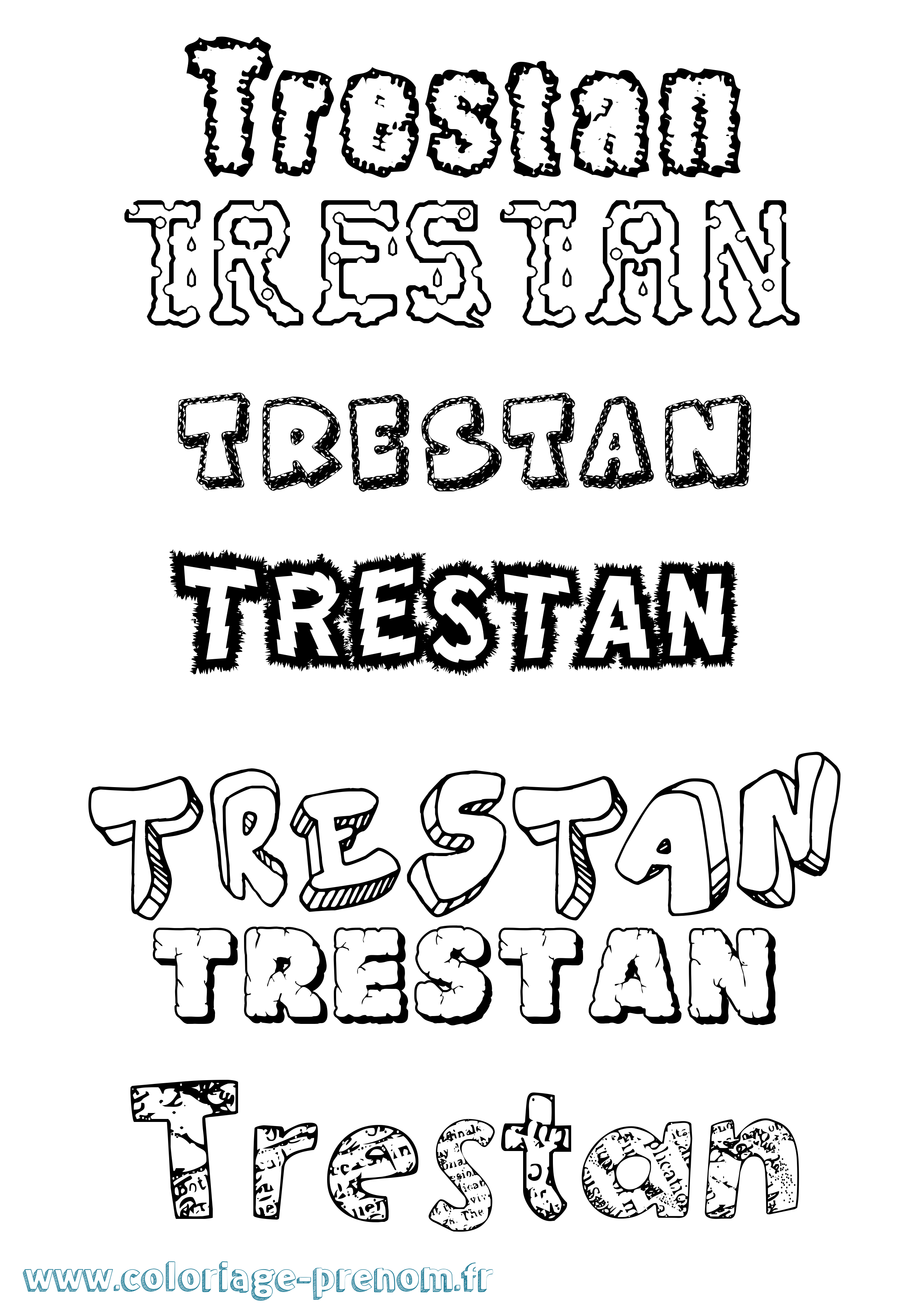 Coloriage Trestan Destructuré Coloriage prénom Trestan Destructuré