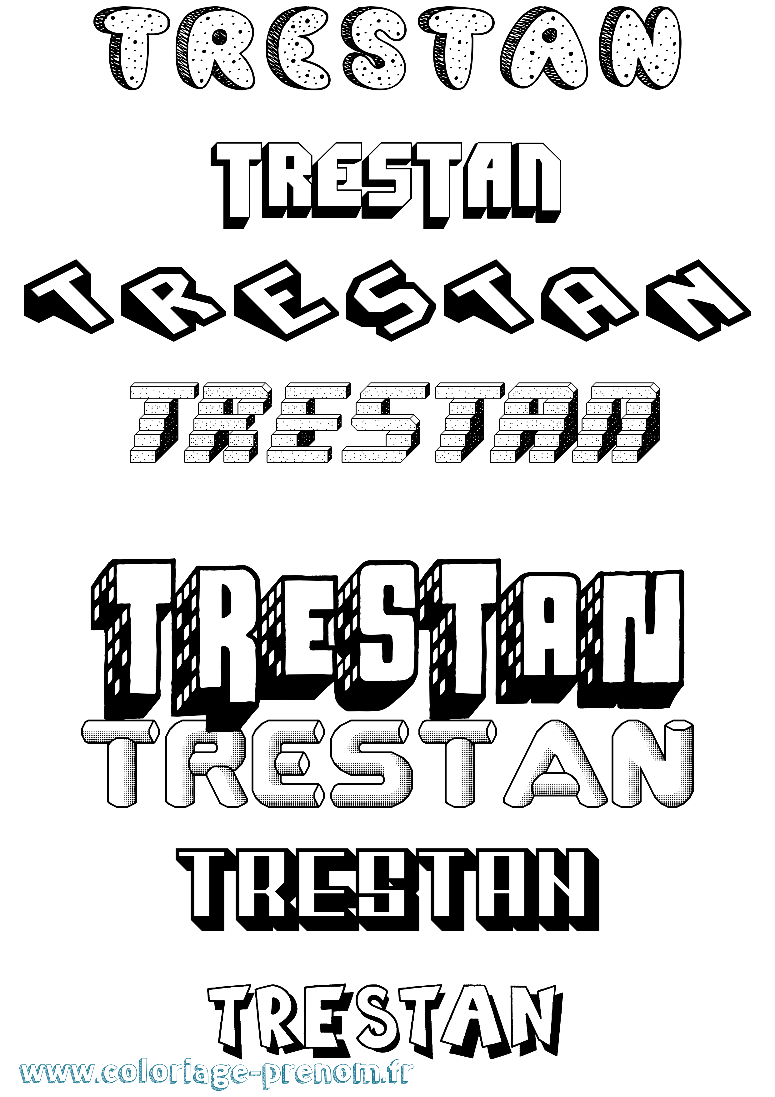 Coloriage Trestan Effet 3D Coloriage prénom Trestan Effet 3D