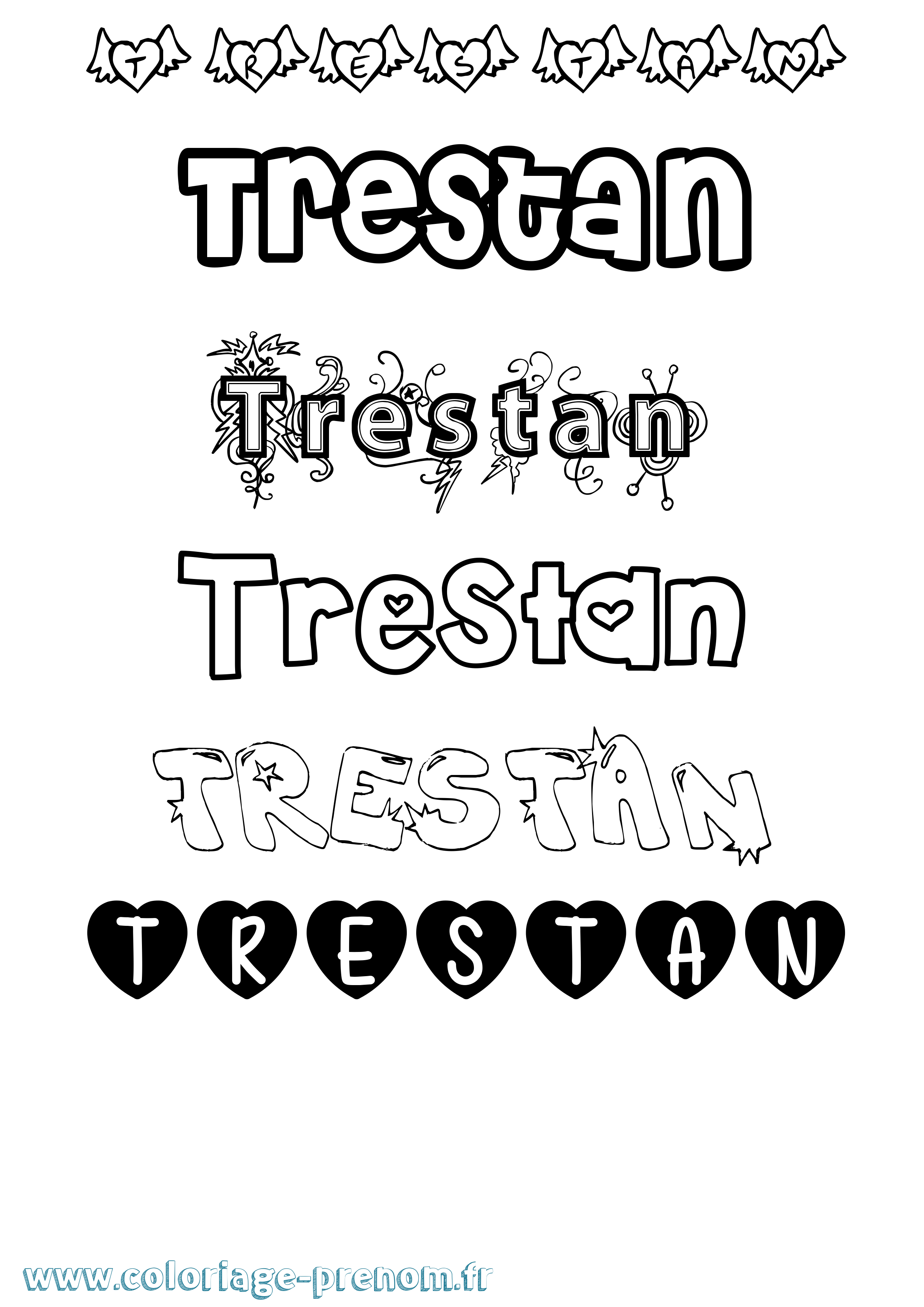 Coloriage Trestan Girly Coloriage prénom Trestan Girly