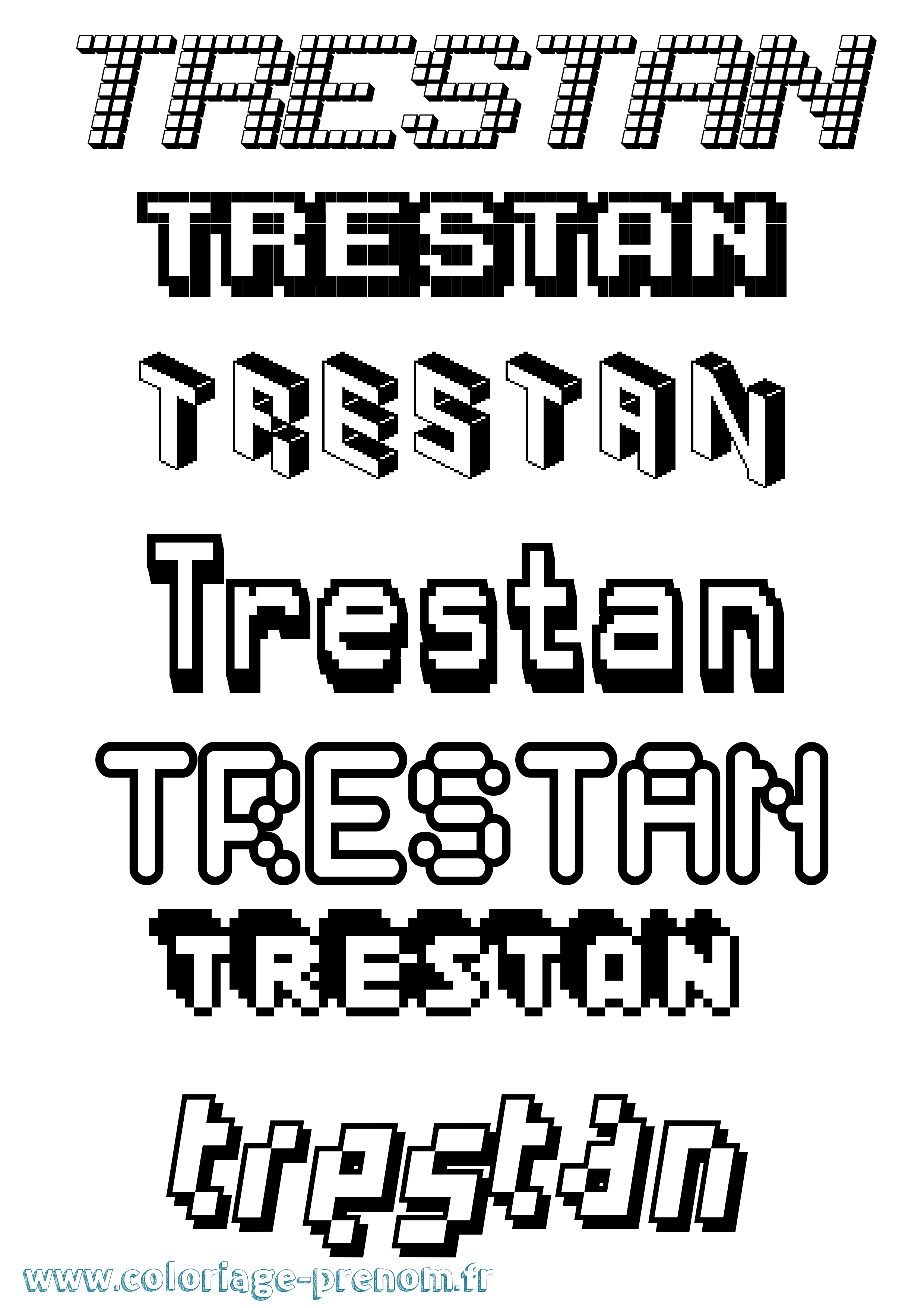 Coloriage Trestan Pixel Coloriage prénom Trestan Pixel