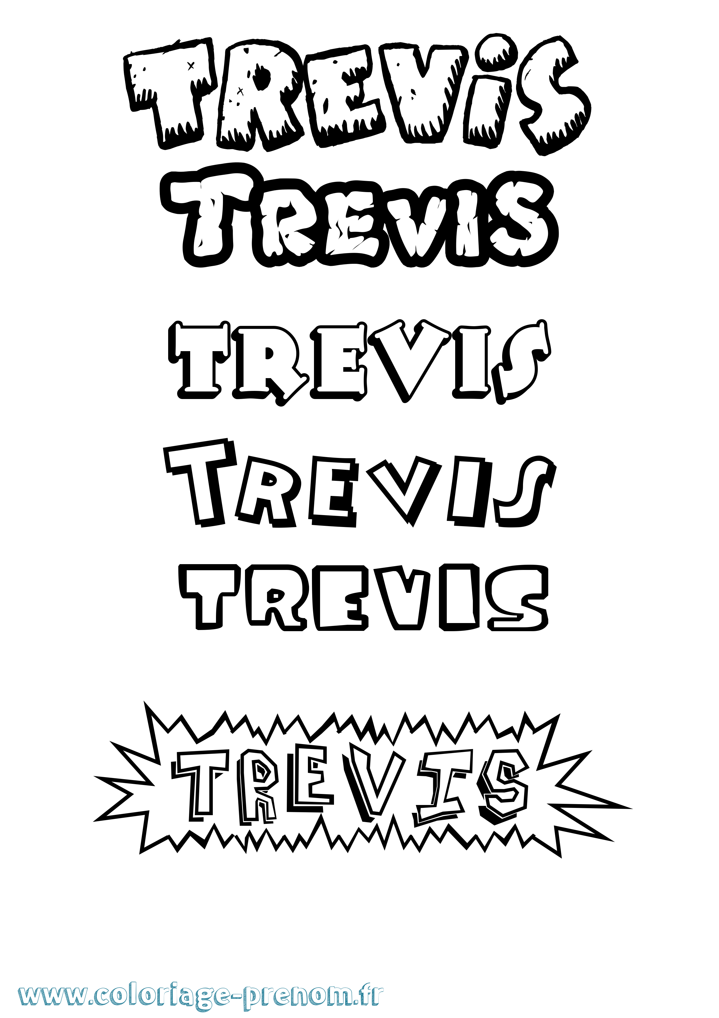 Coloriage Trevis Dessin Animé Coloriage prénom Trevis Dessin Animé