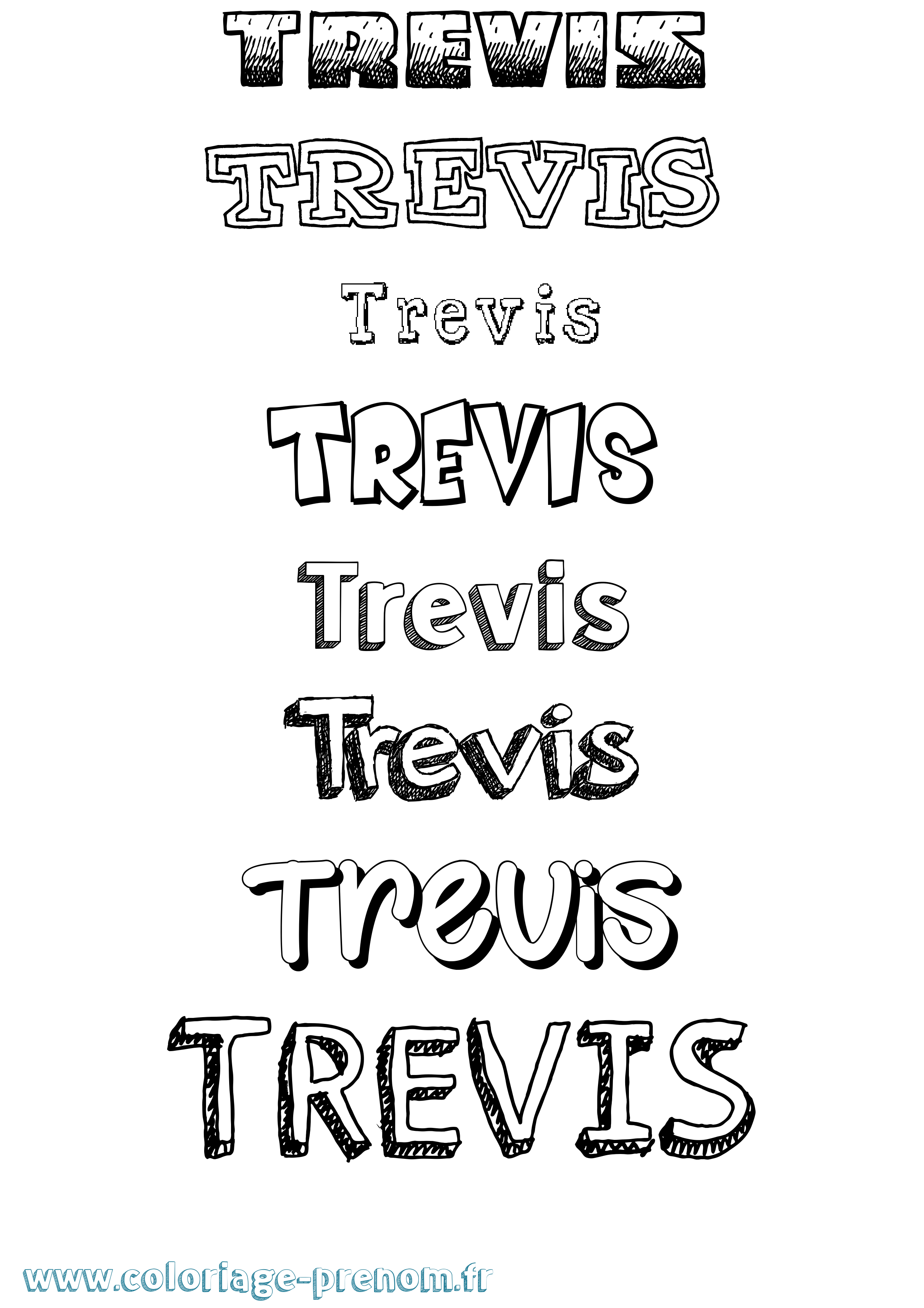 Coloriage Trevis Dessiné Coloriage prénom Trevis Dessiné