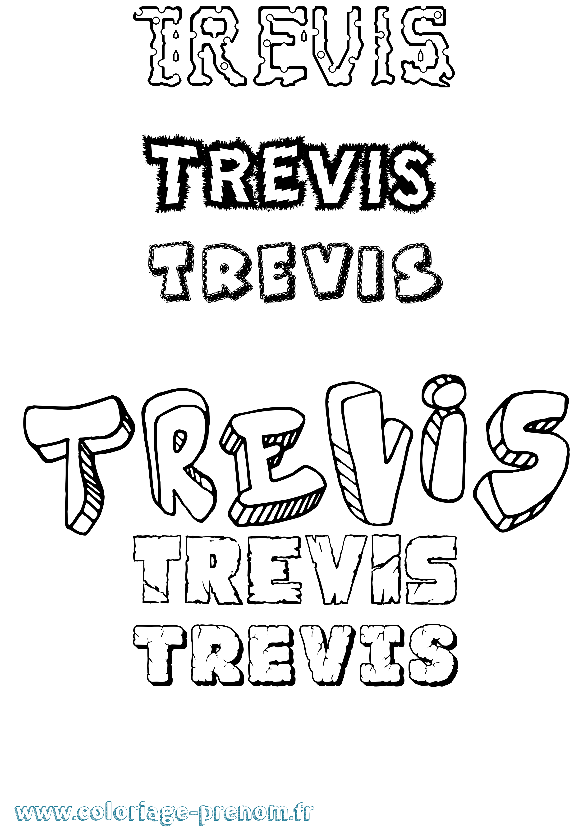 Coloriage Trevis Destructuré Coloriage prénom Trevis Destructuré