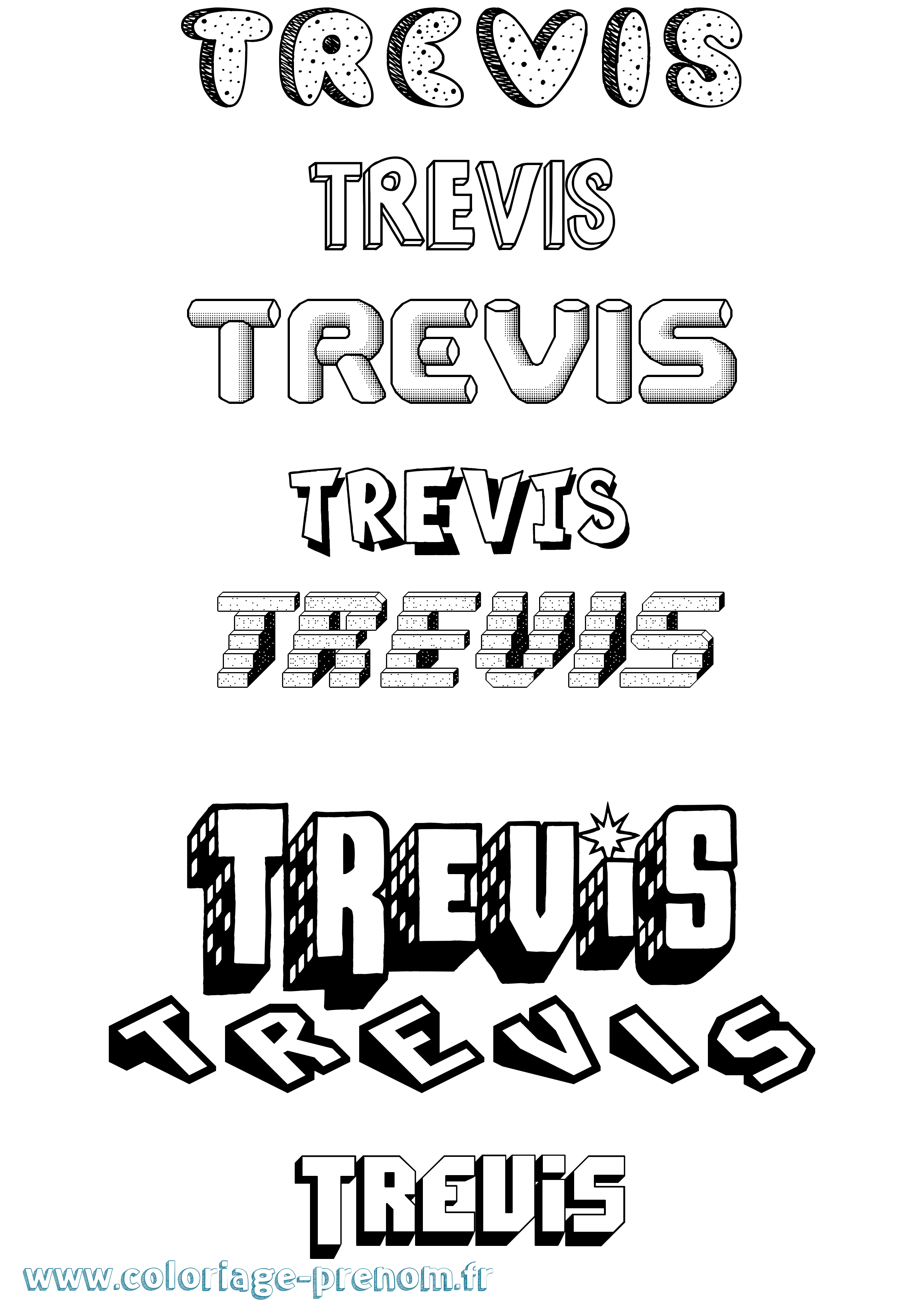 Coloriage Trevis Effet 3D Coloriage prénom Trevis Effet 3D