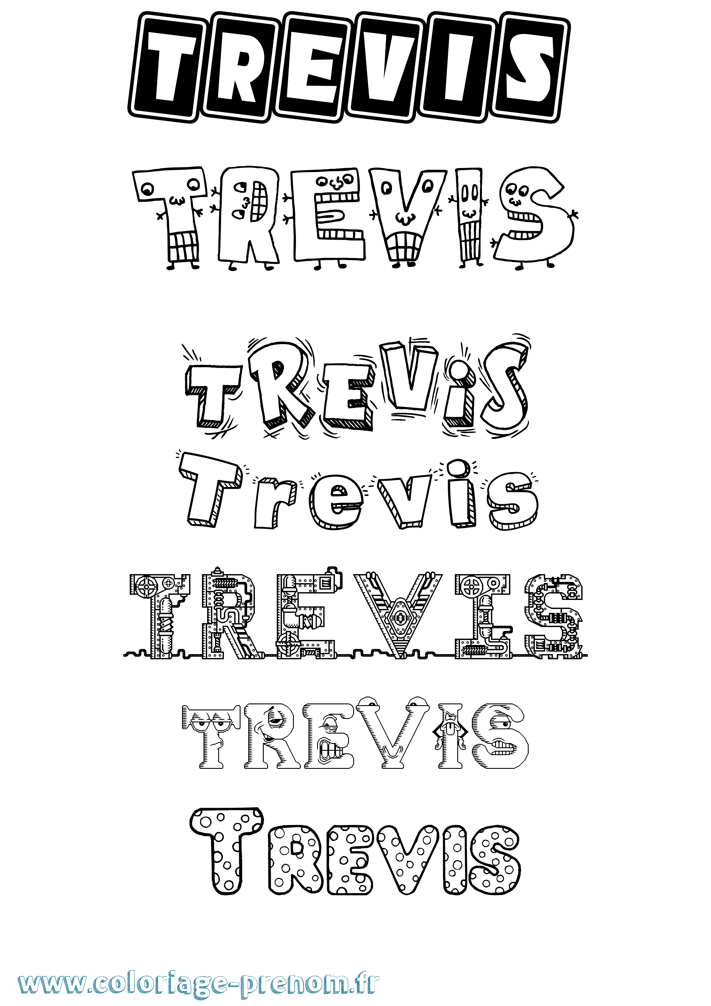 Coloriage Trevis Fun Coloriage prénom Trevis Fun