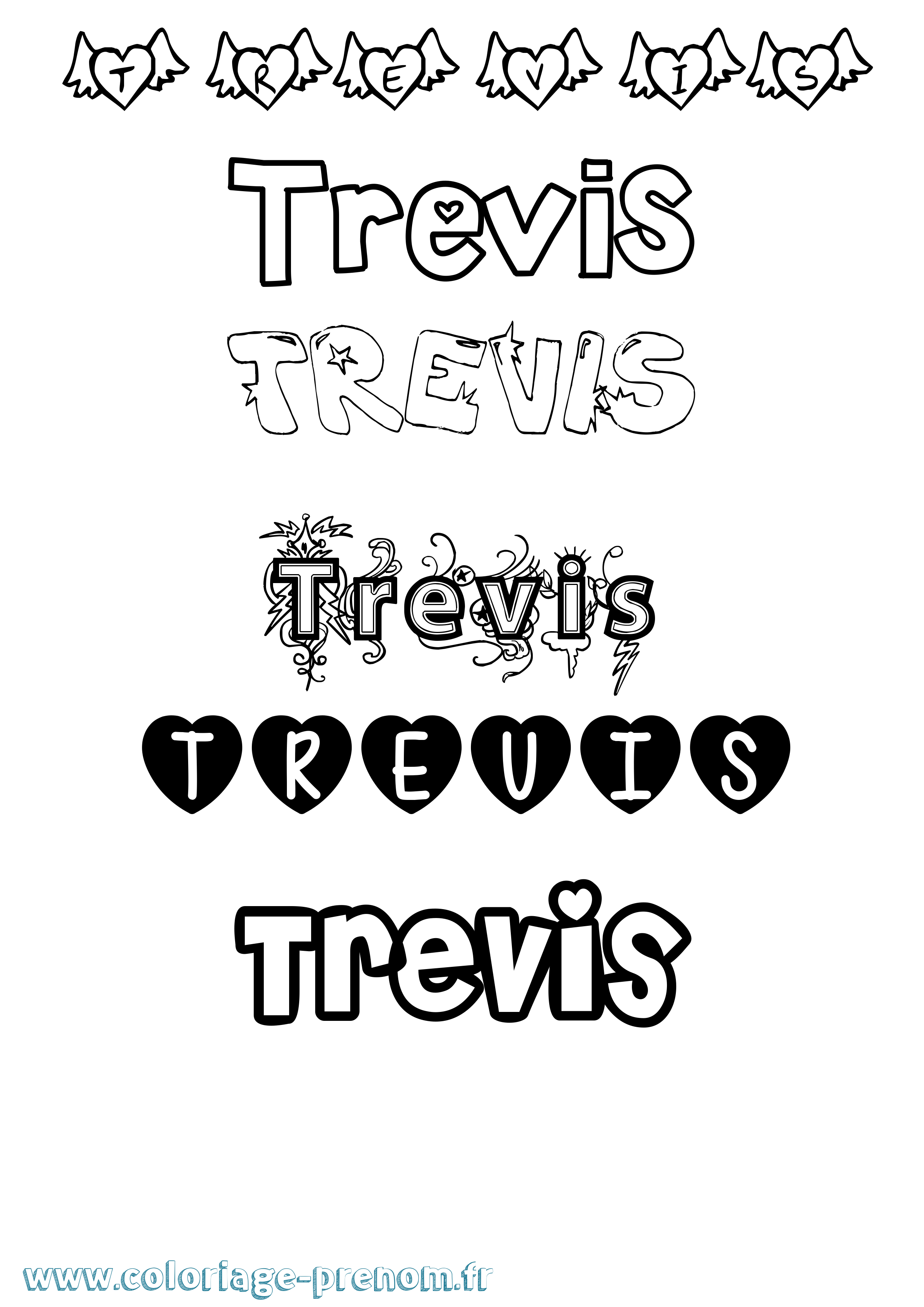 Coloriage Trevis Girly Coloriage prénom Trevis Girly