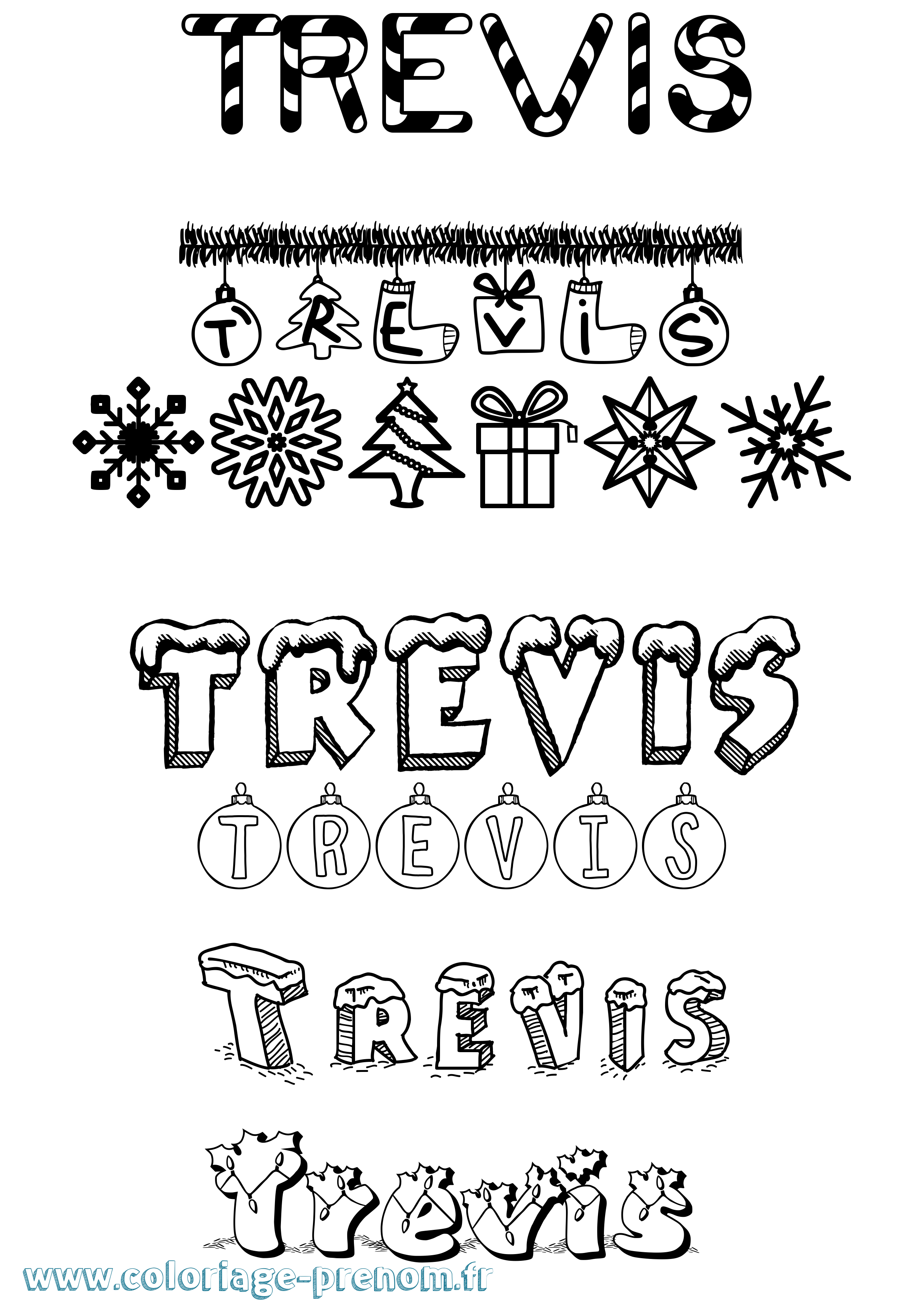 Coloriage Trevis Noël Coloriage prénom Trevis Noël