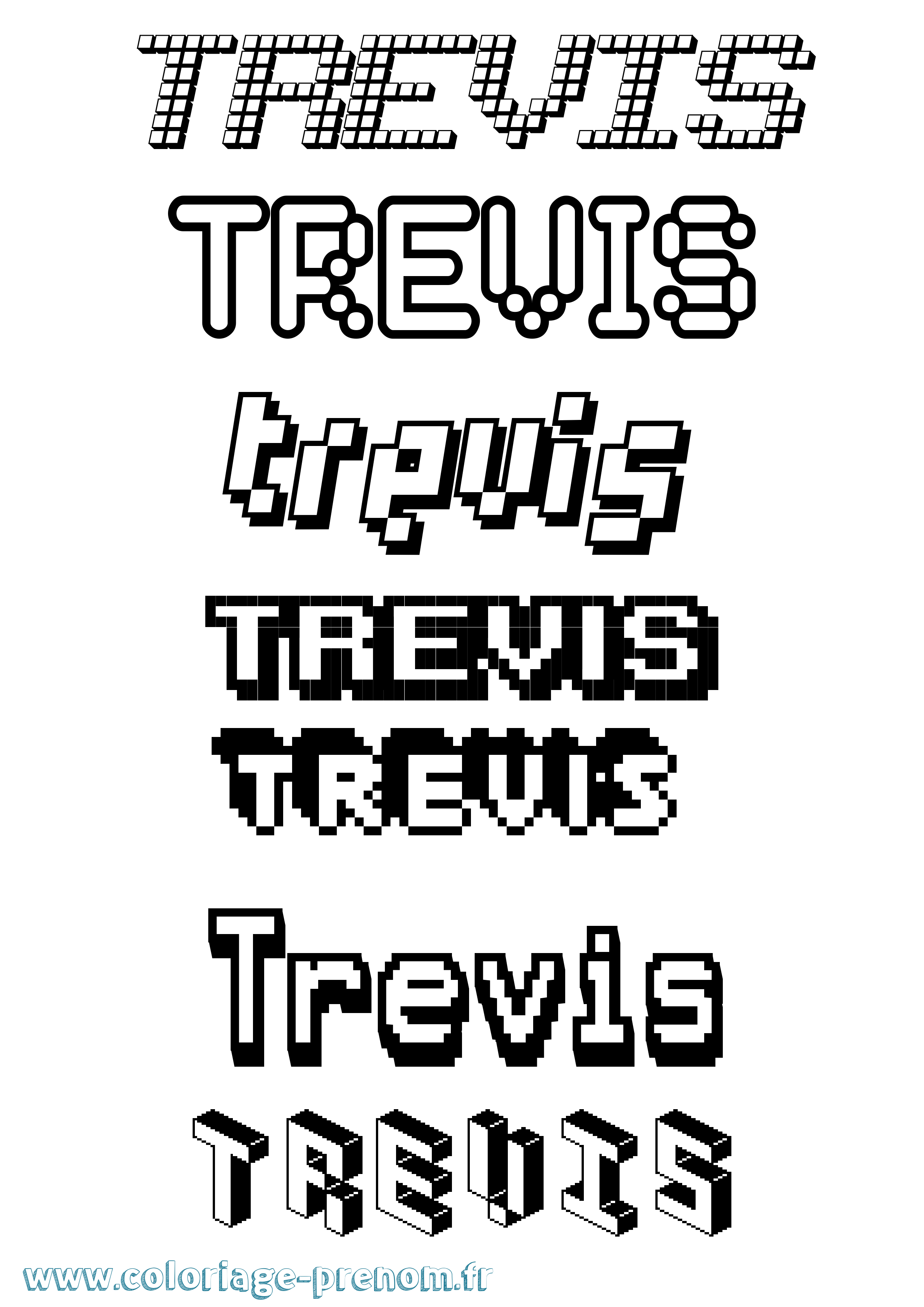 Coloriage Trevis Pixel Coloriage prénom Trevis Pixel