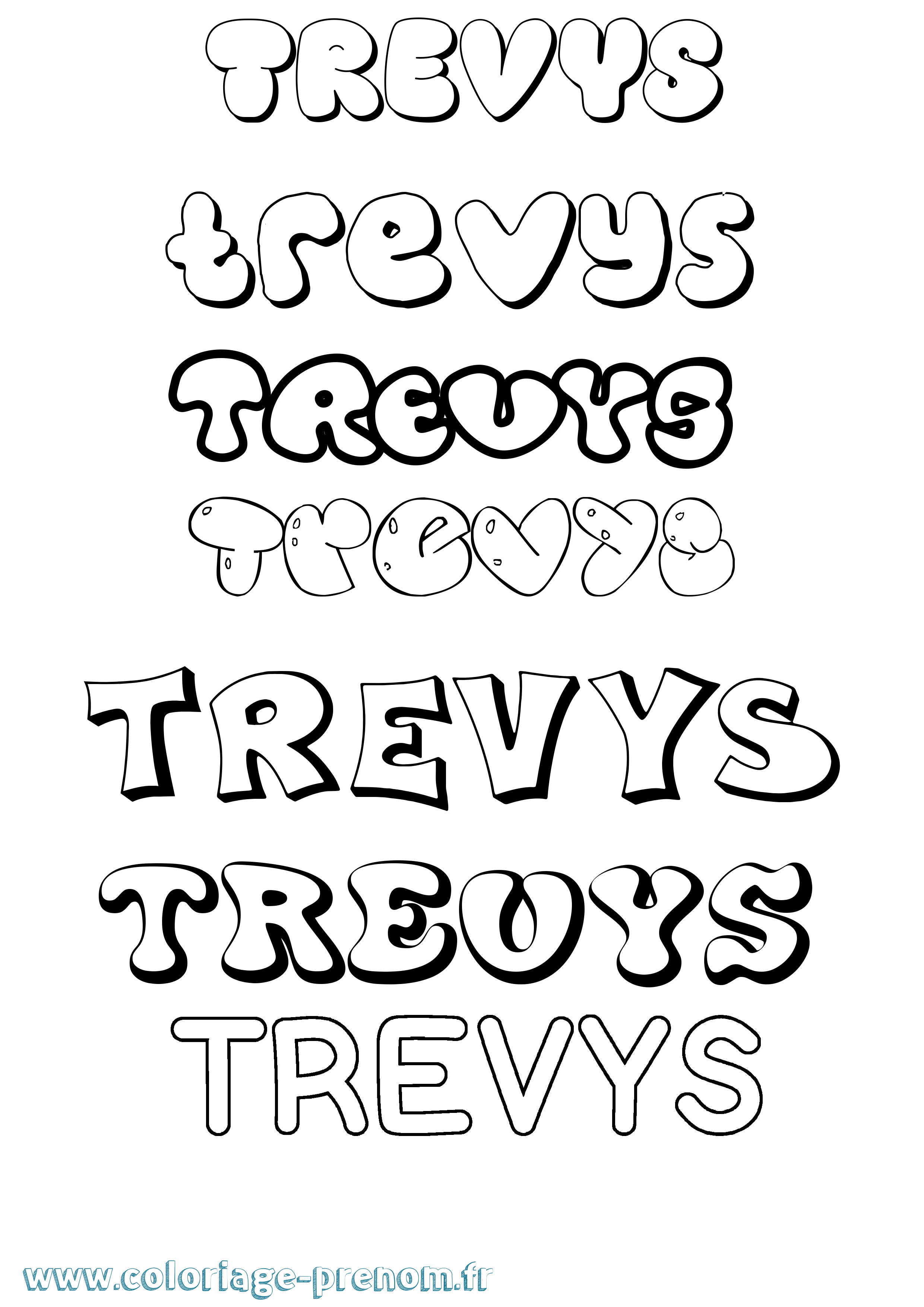 Coloriage Trevys Bubble Coloriage prénom Trevys Bubble