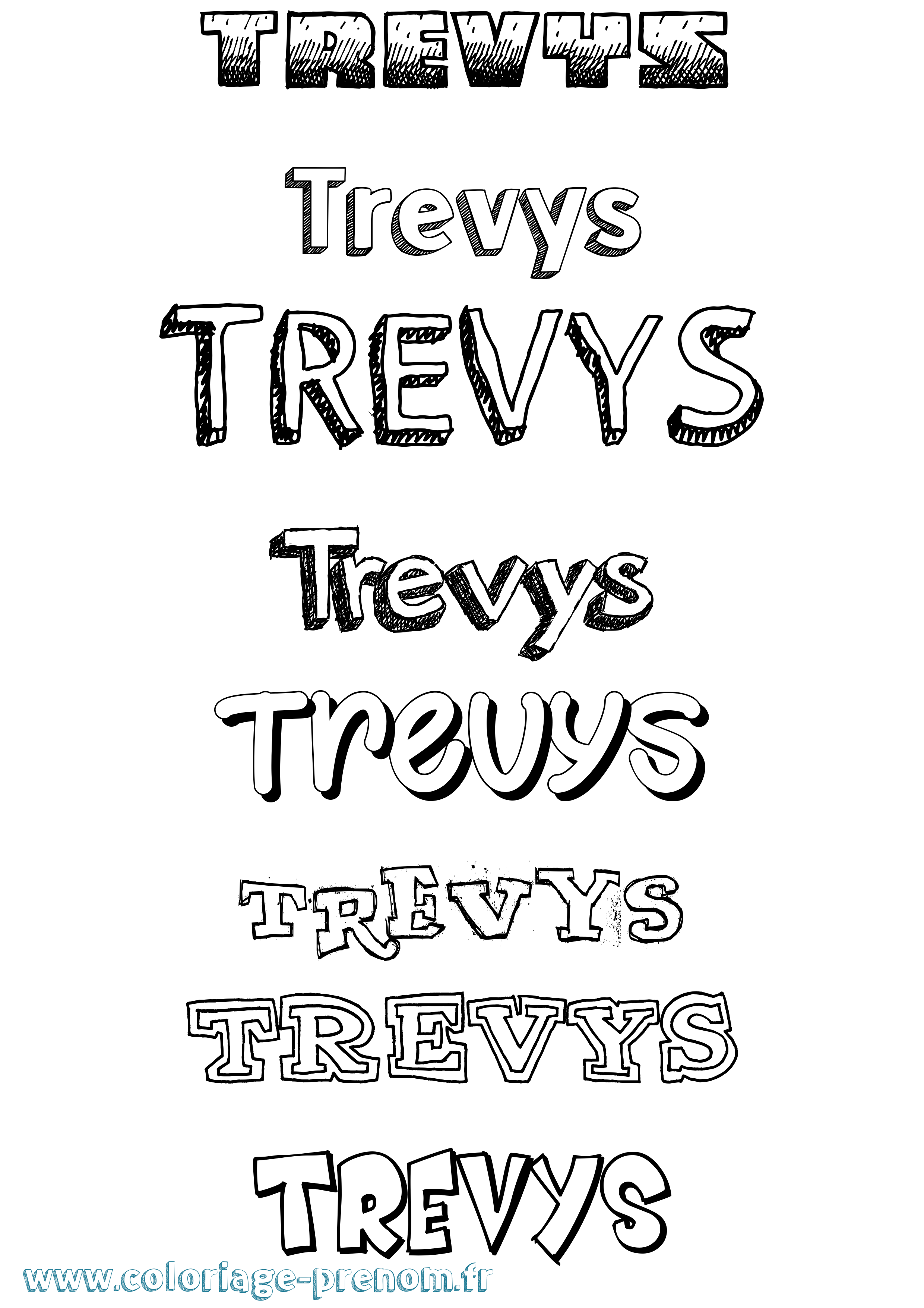 Coloriage Trevys Dessiné Coloriage prénom Trevys Dessiné