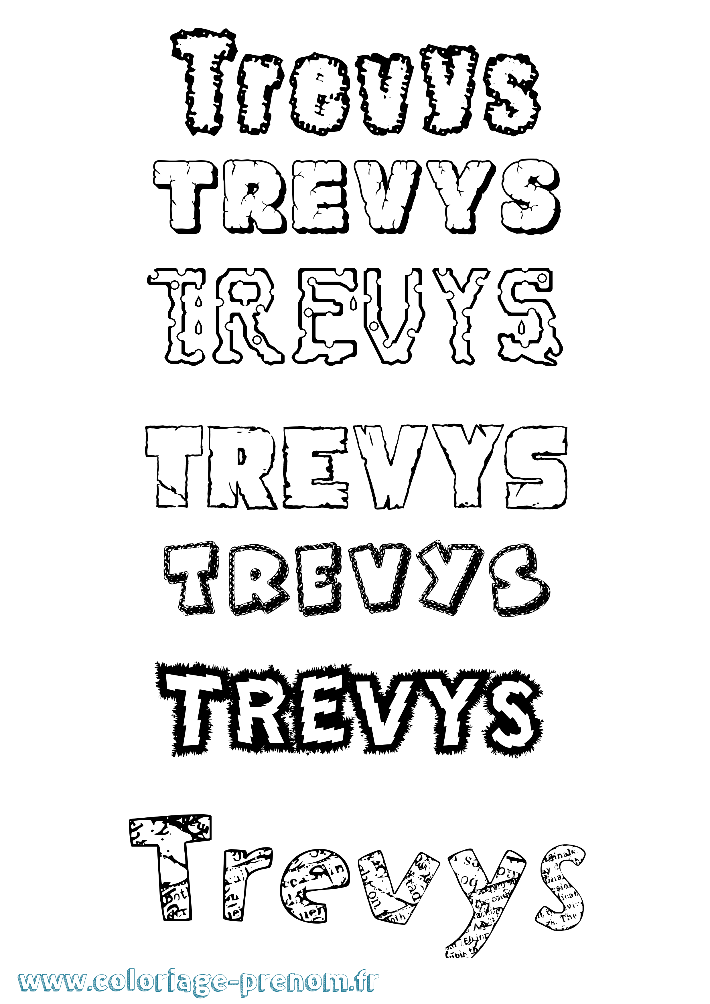 Coloriage Trevys Destructuré Coloriage prénom Trevys Destructuré