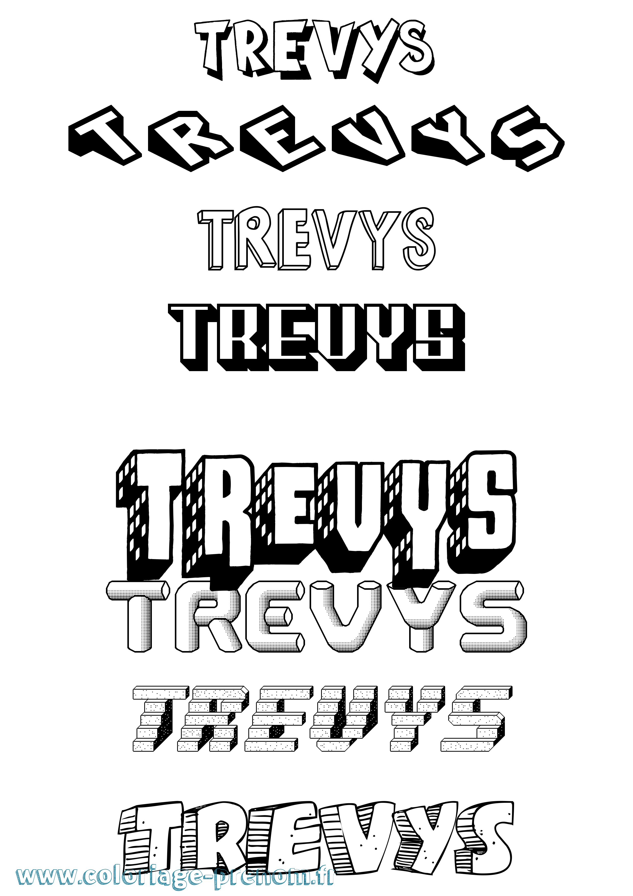 Coloriage Trevys Effet 3D Coloriage prénom Trevys Effet 3D