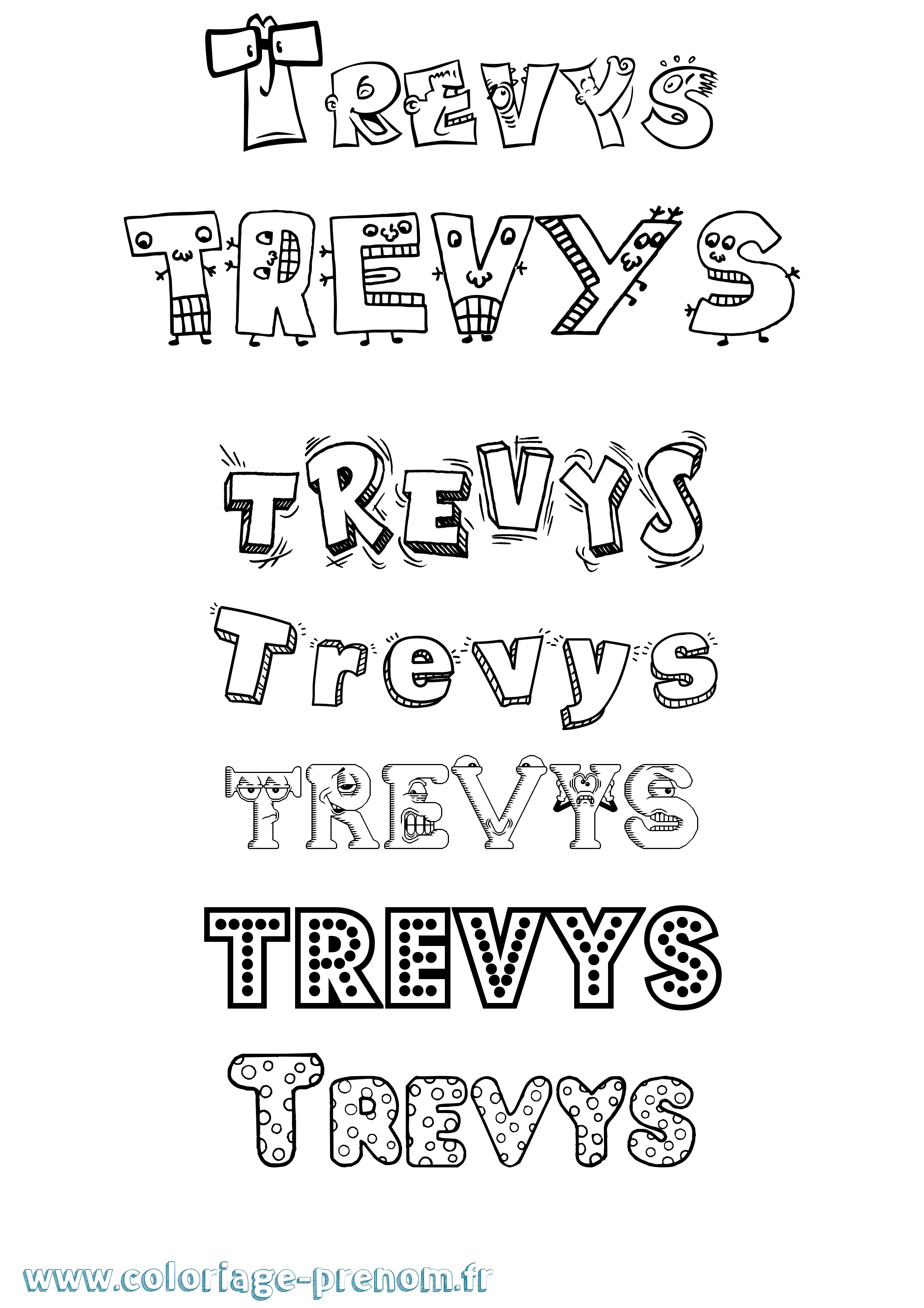 Coloriage Trevys Fun Coloriage prénom Trevys Fun
