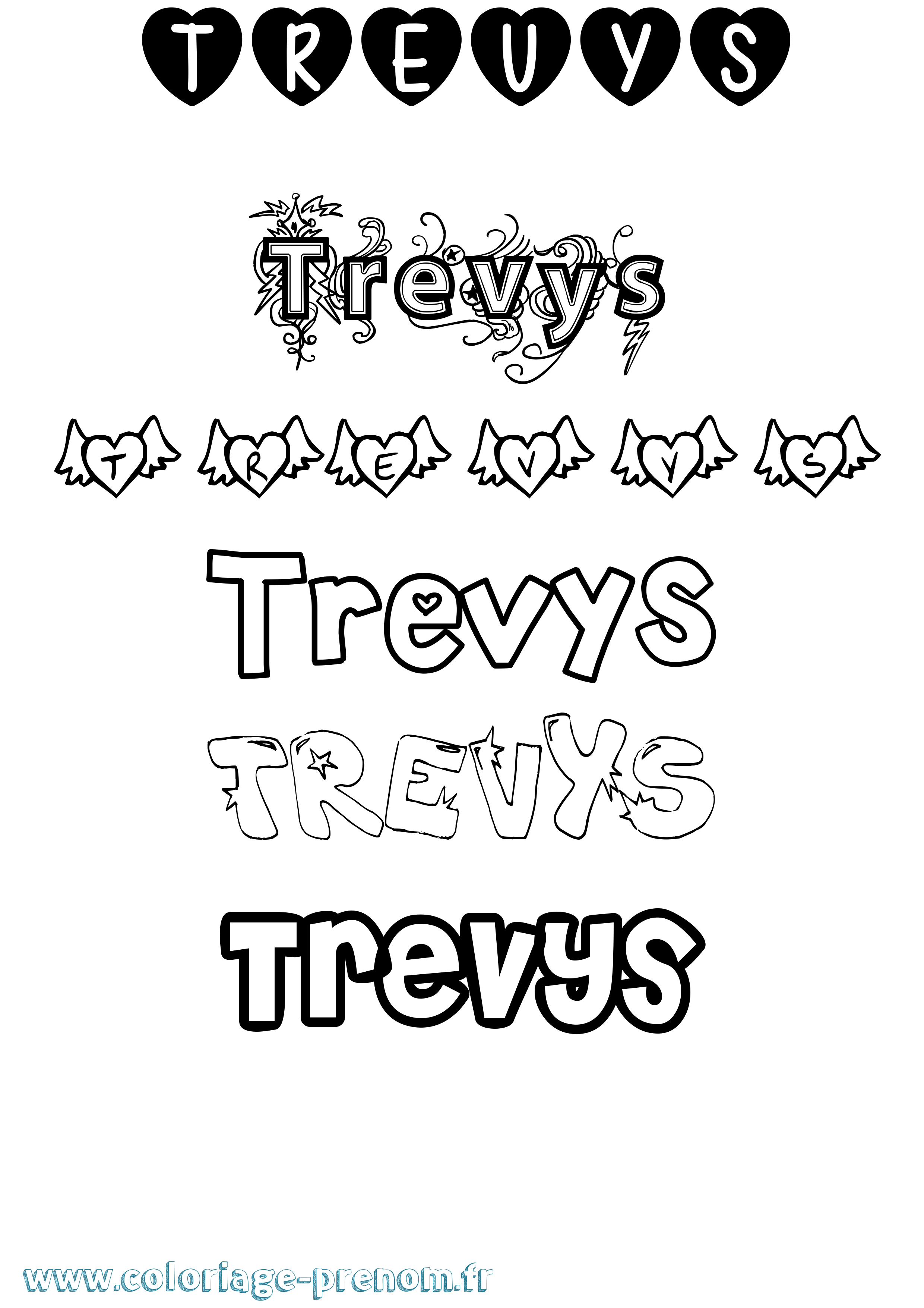 Coloriage Trevys Girly Coloriage prénom Trevys Girly