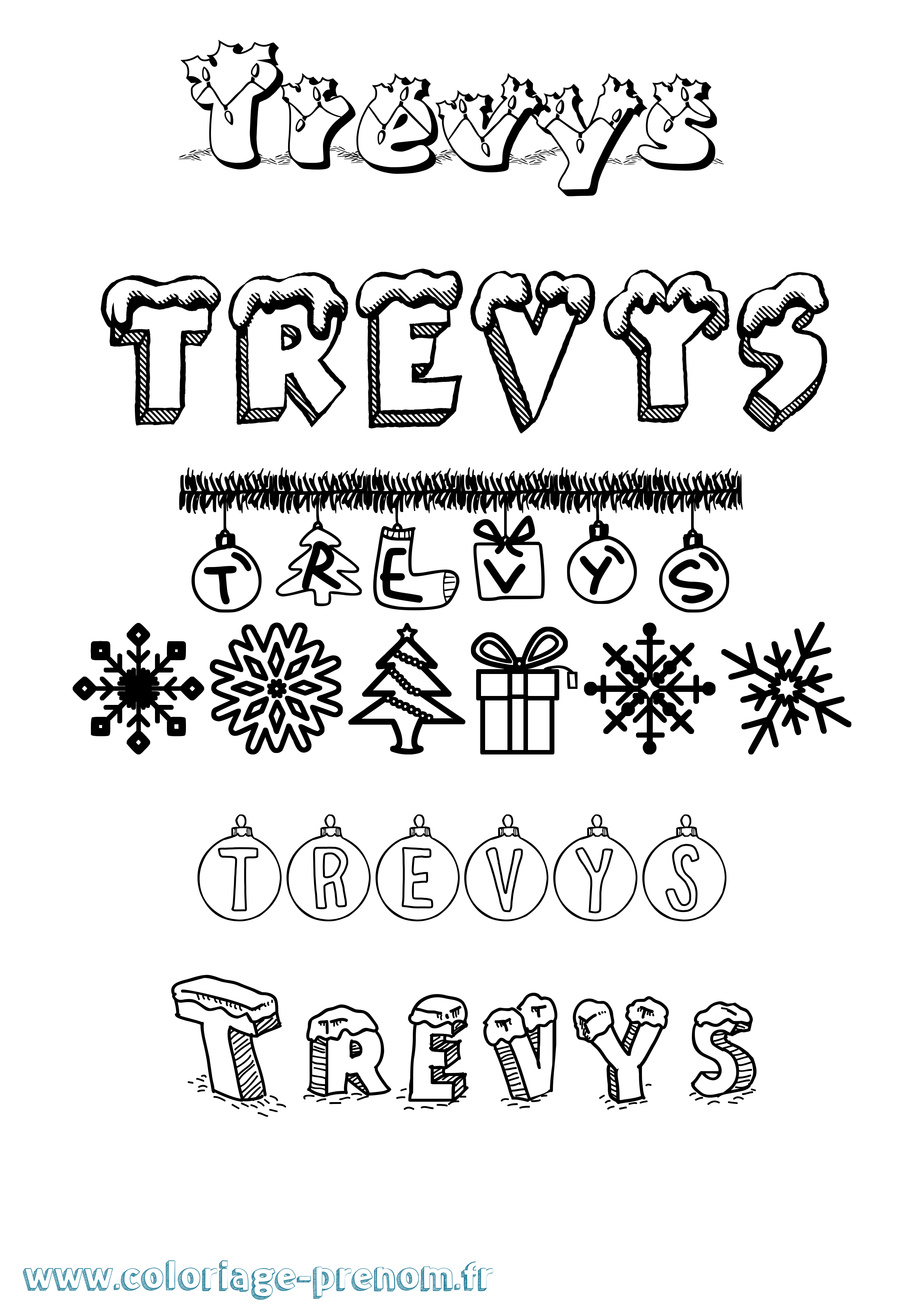 Coloriage Trevys Noël Coloriage prénom Trevys Noël