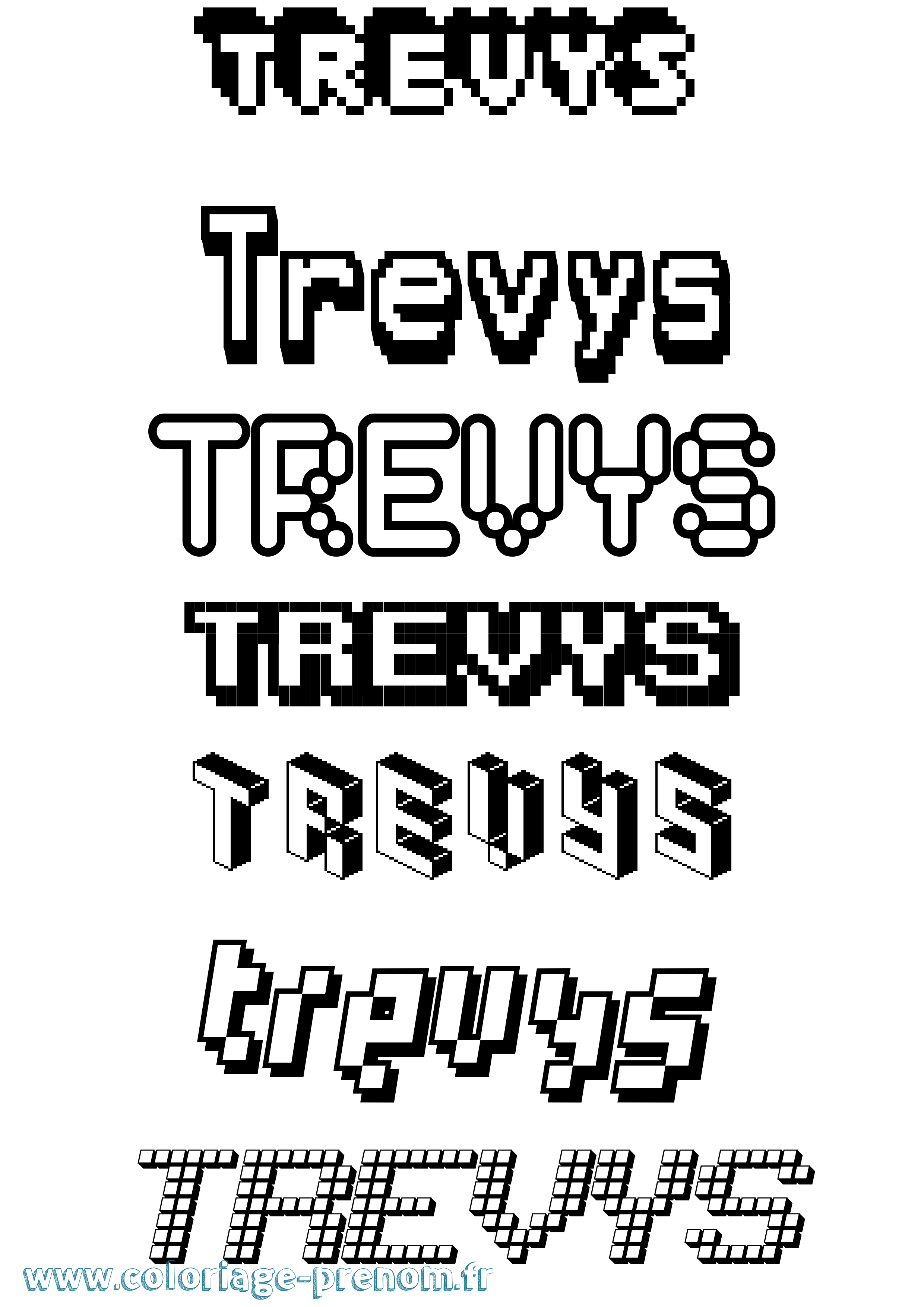 Coloriage Trevys Pixel Coloriage prénom Trevys Pixel