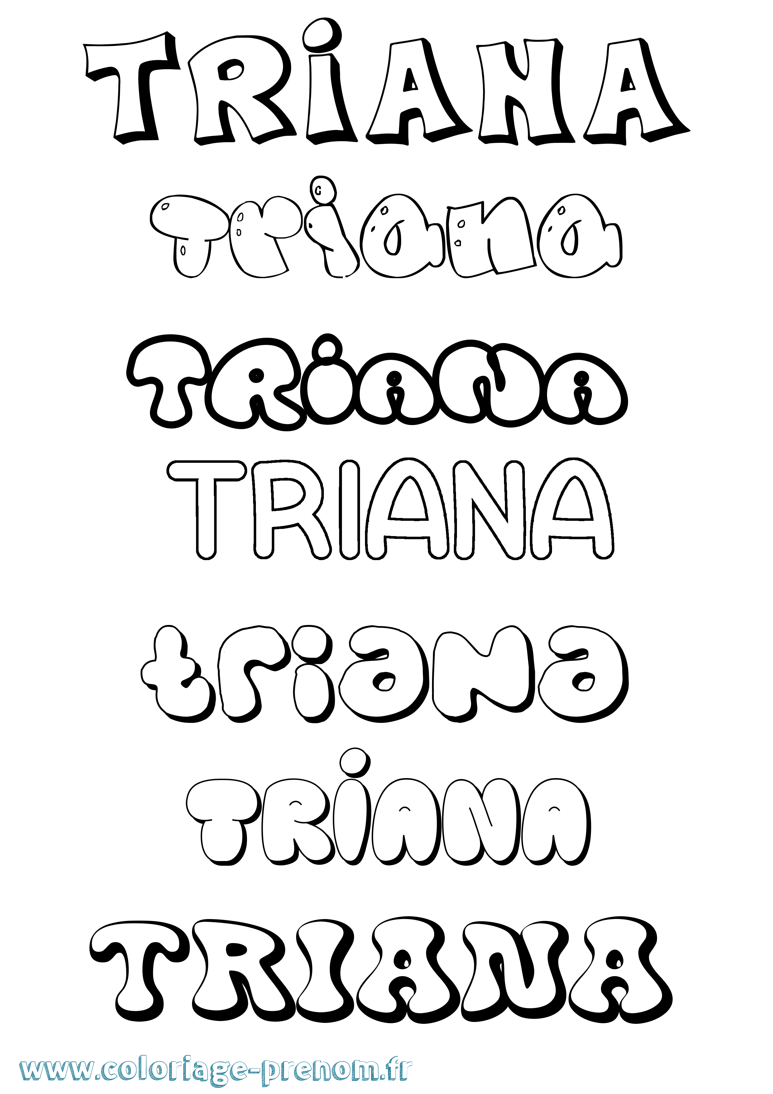 Coloriage Triana Bubble Coloriage prénom Triana Bubble