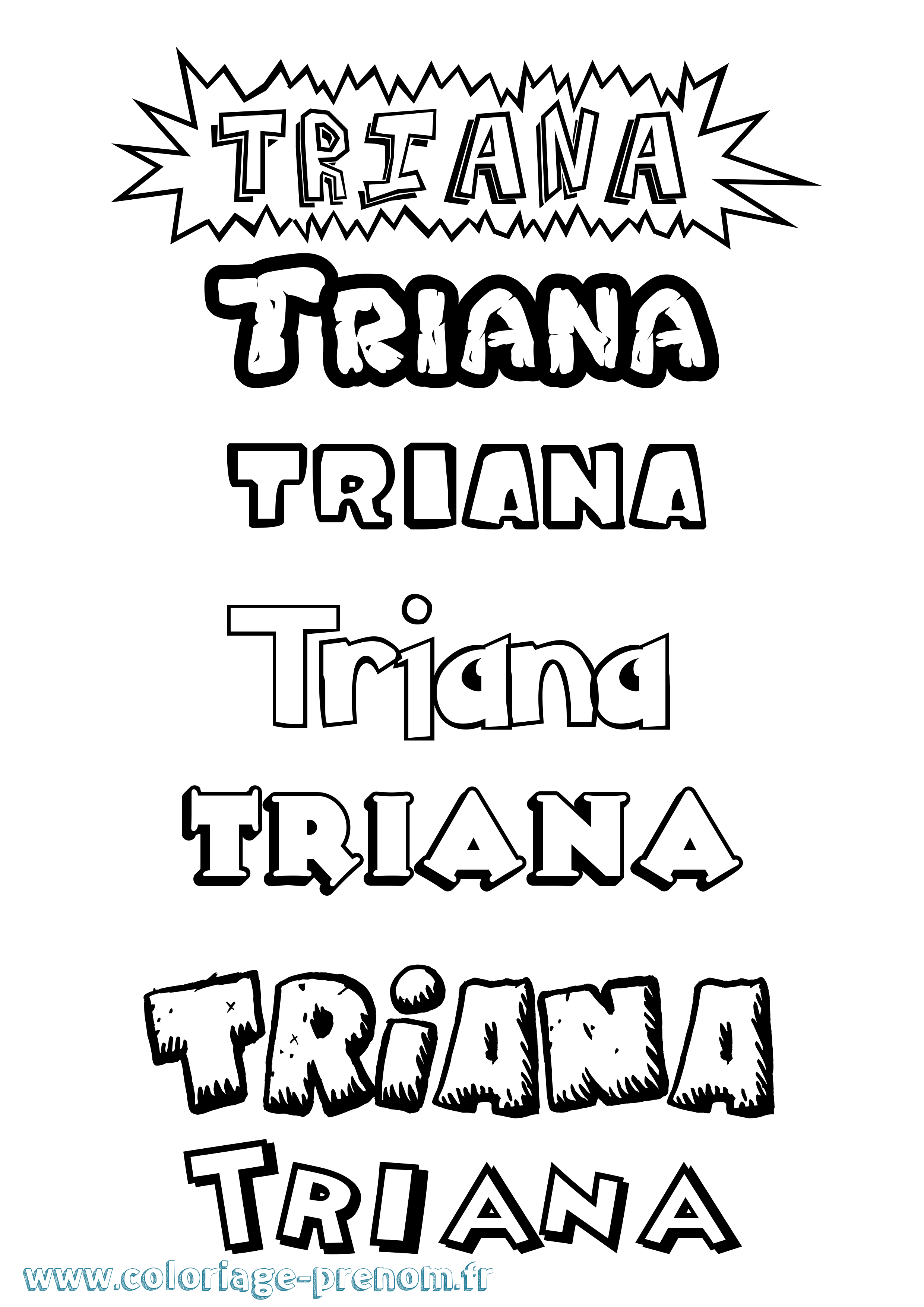 Coloriage Triana Dessin Animé Coloriage prénom Triana Dessin Animé