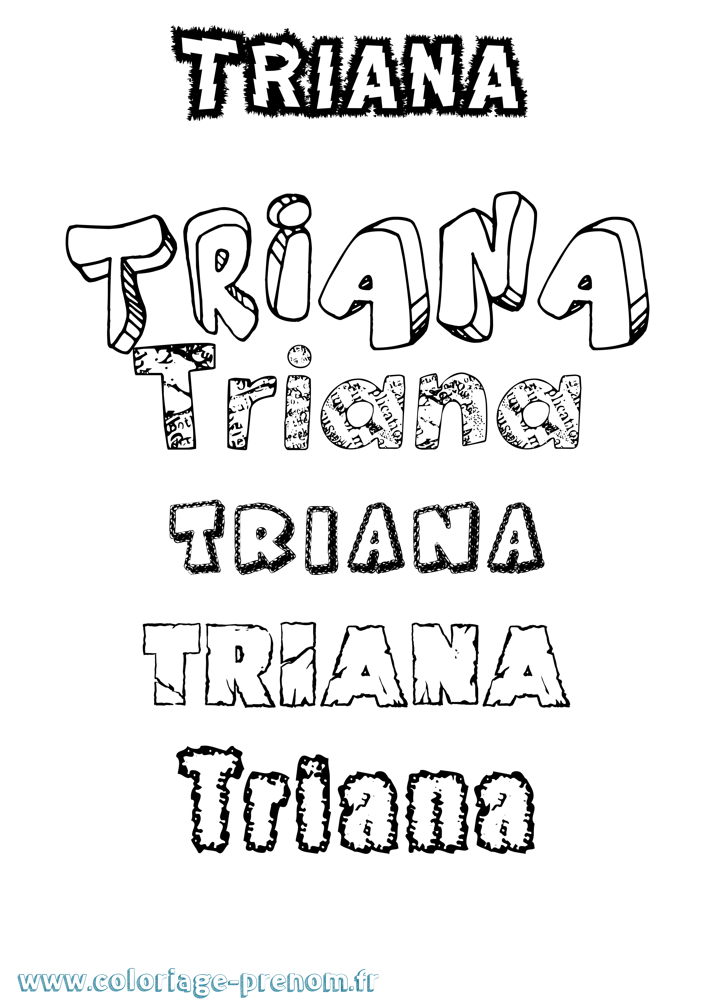 Coloriage Triana Destructuré Coloriage prénom Triana Destructuré