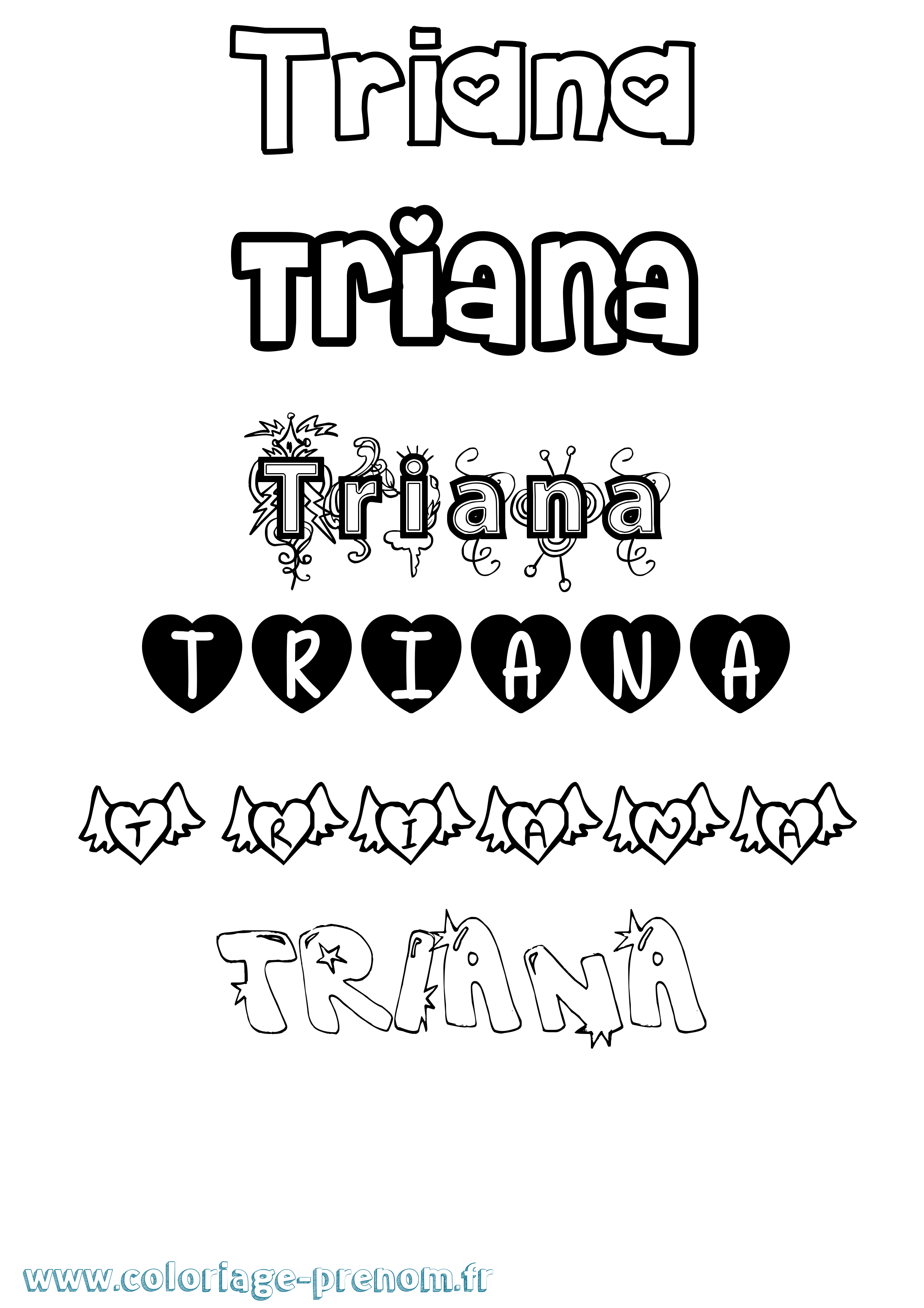 Coloriage Triana Girly Coloriage prénom Triana Girly
