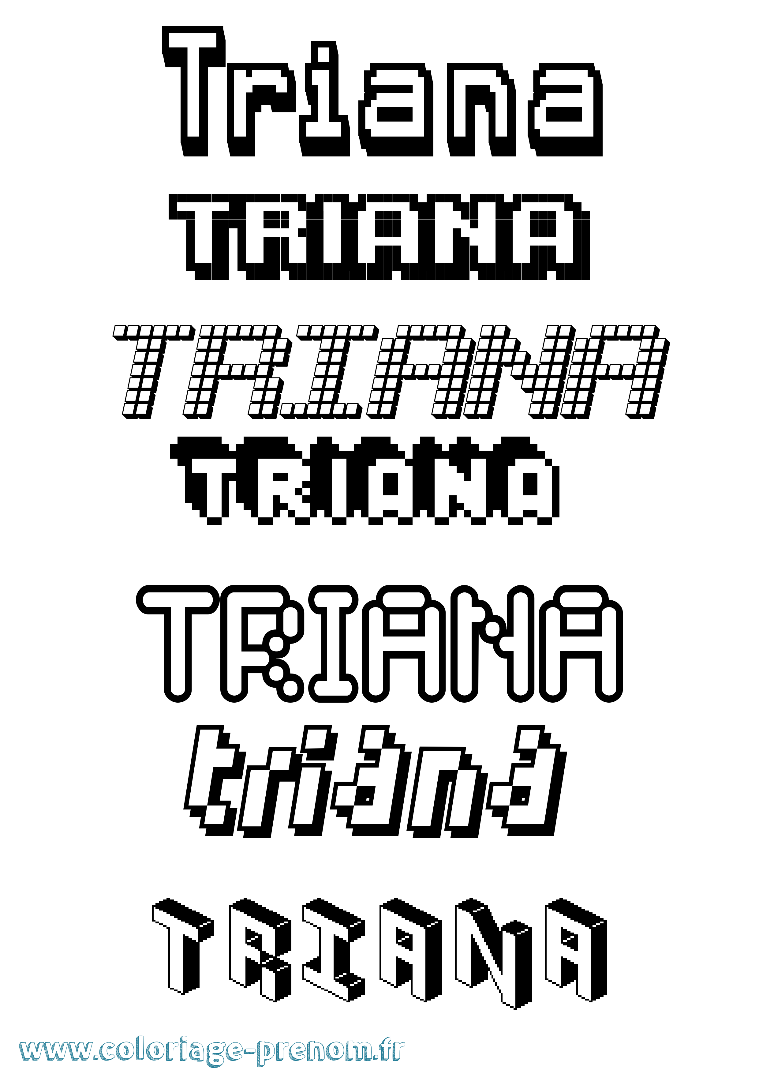 Coloriage Triana Pixel Coloriage prénom Triana Pixel