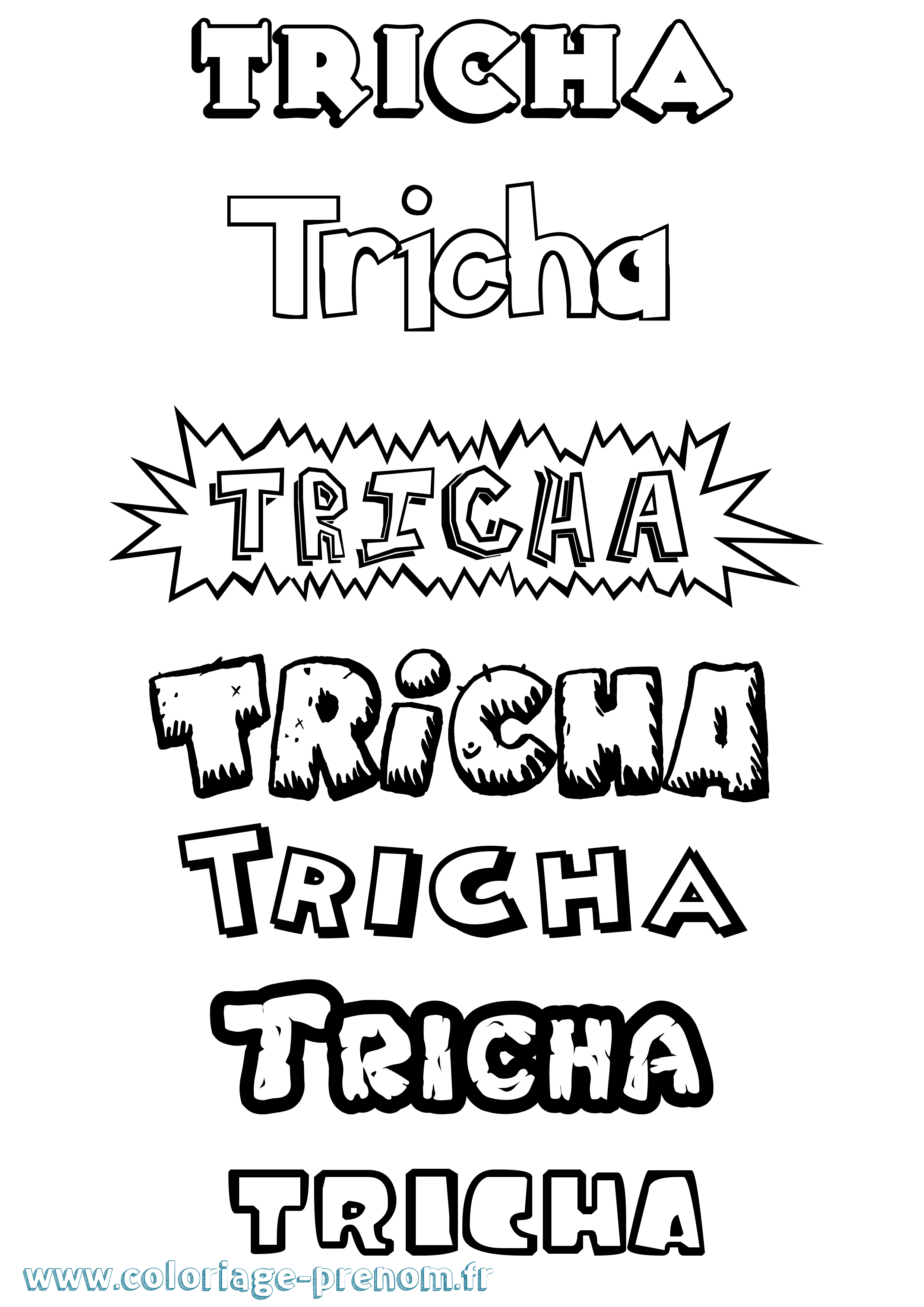 Coloriage Tricha Dessin Animé Coloriage prénom Tricha Dessin Animé