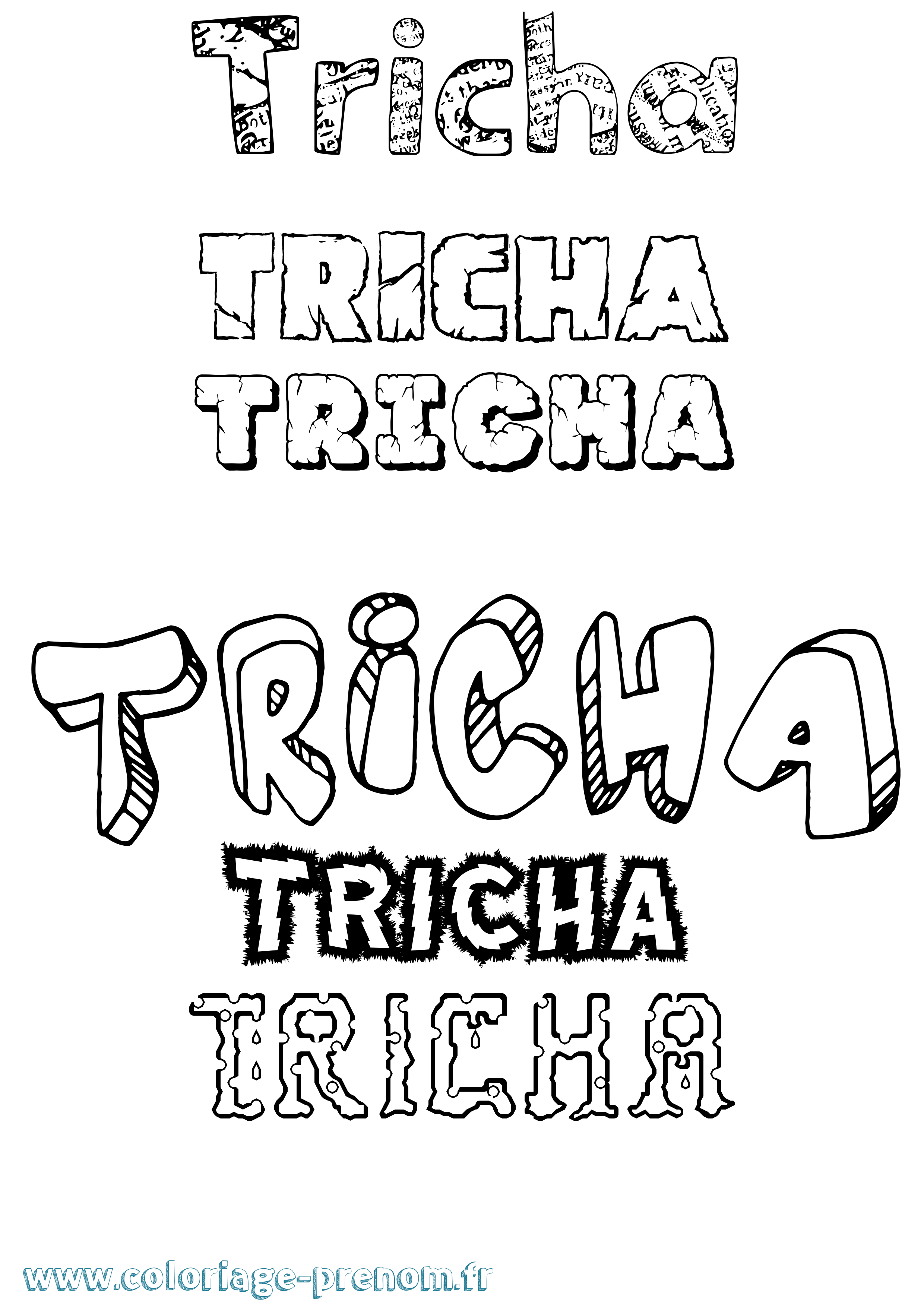 Coloriage Tricha Destructuré Coloriage prénom Tricha Destructuré
