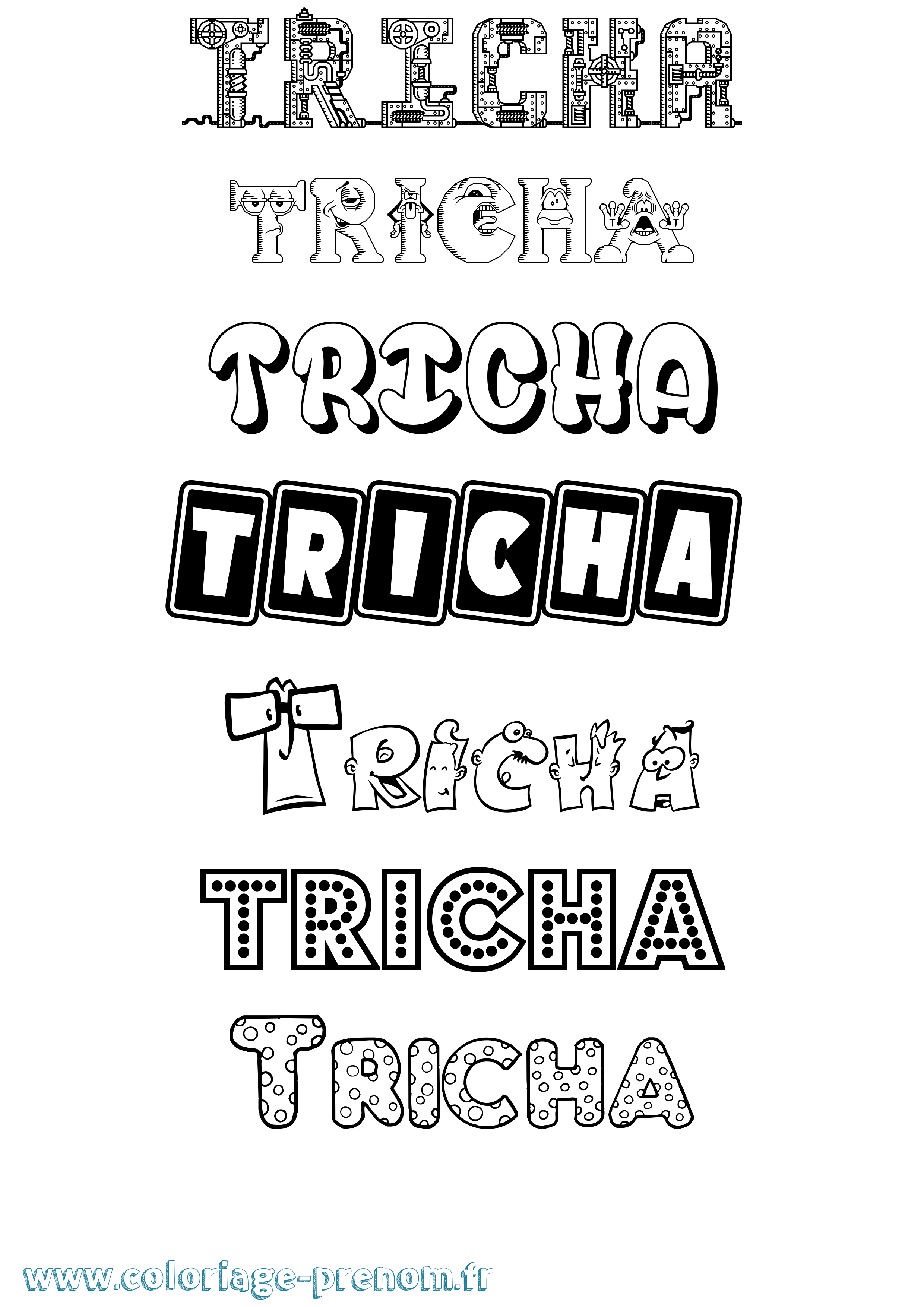 Coloriage Tricha Fun Coloriage prénom Tricha Fun
