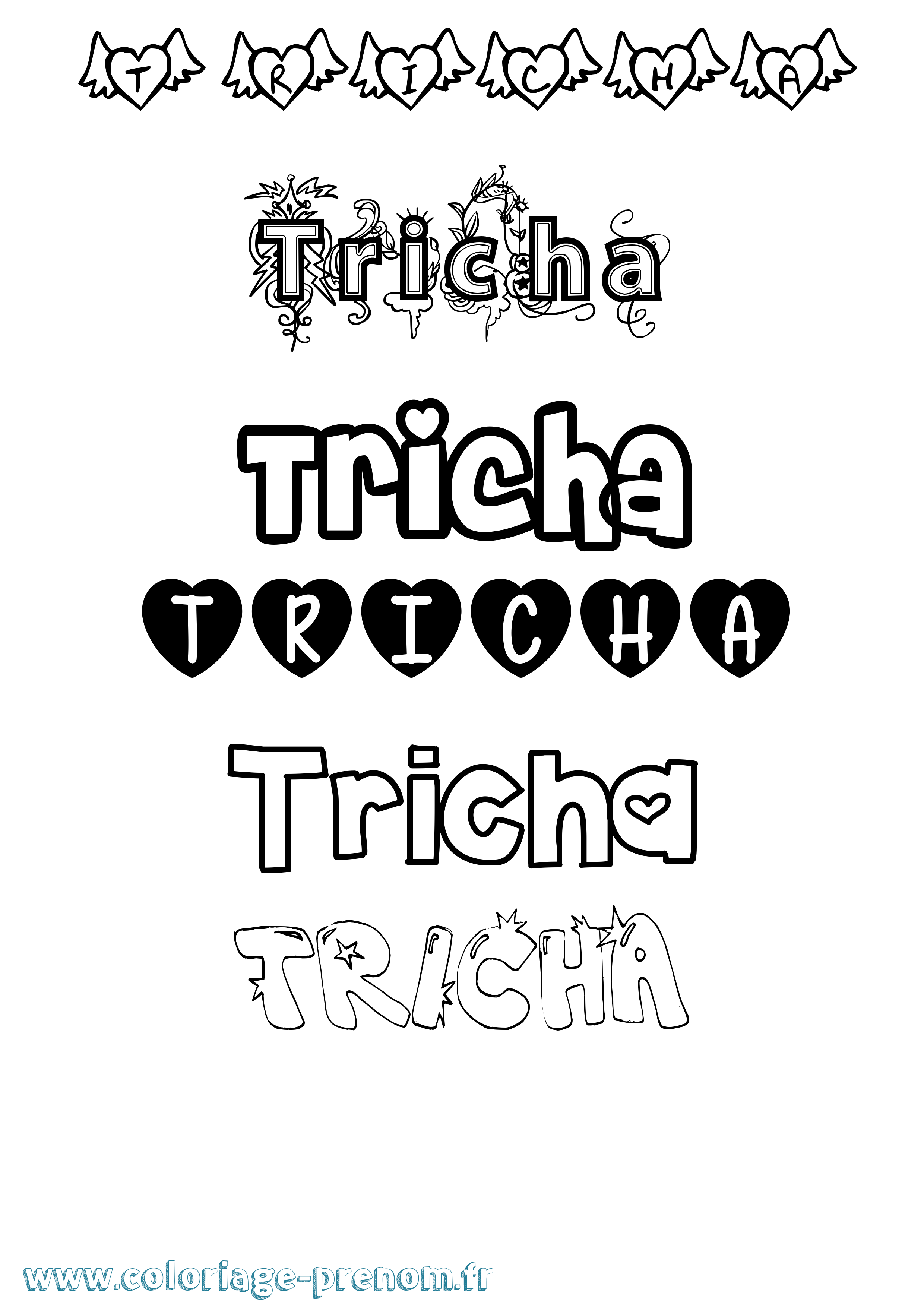 Coloriage Tricha Girly Coloriage prénom Tricha Girly