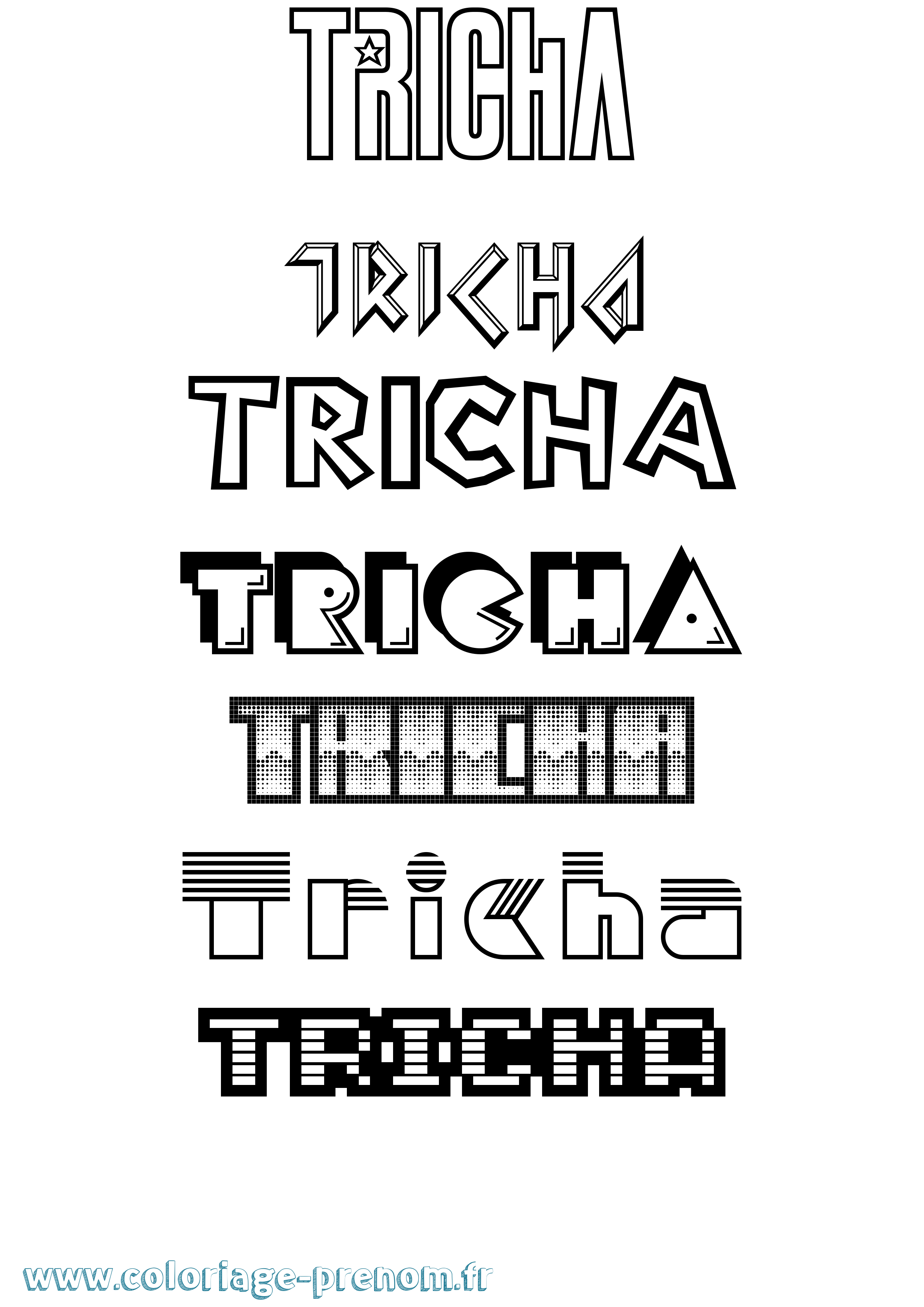 Coloriage Tricha Jeux Vidéos Coloriage prénom Tricha Jeux Vidéos