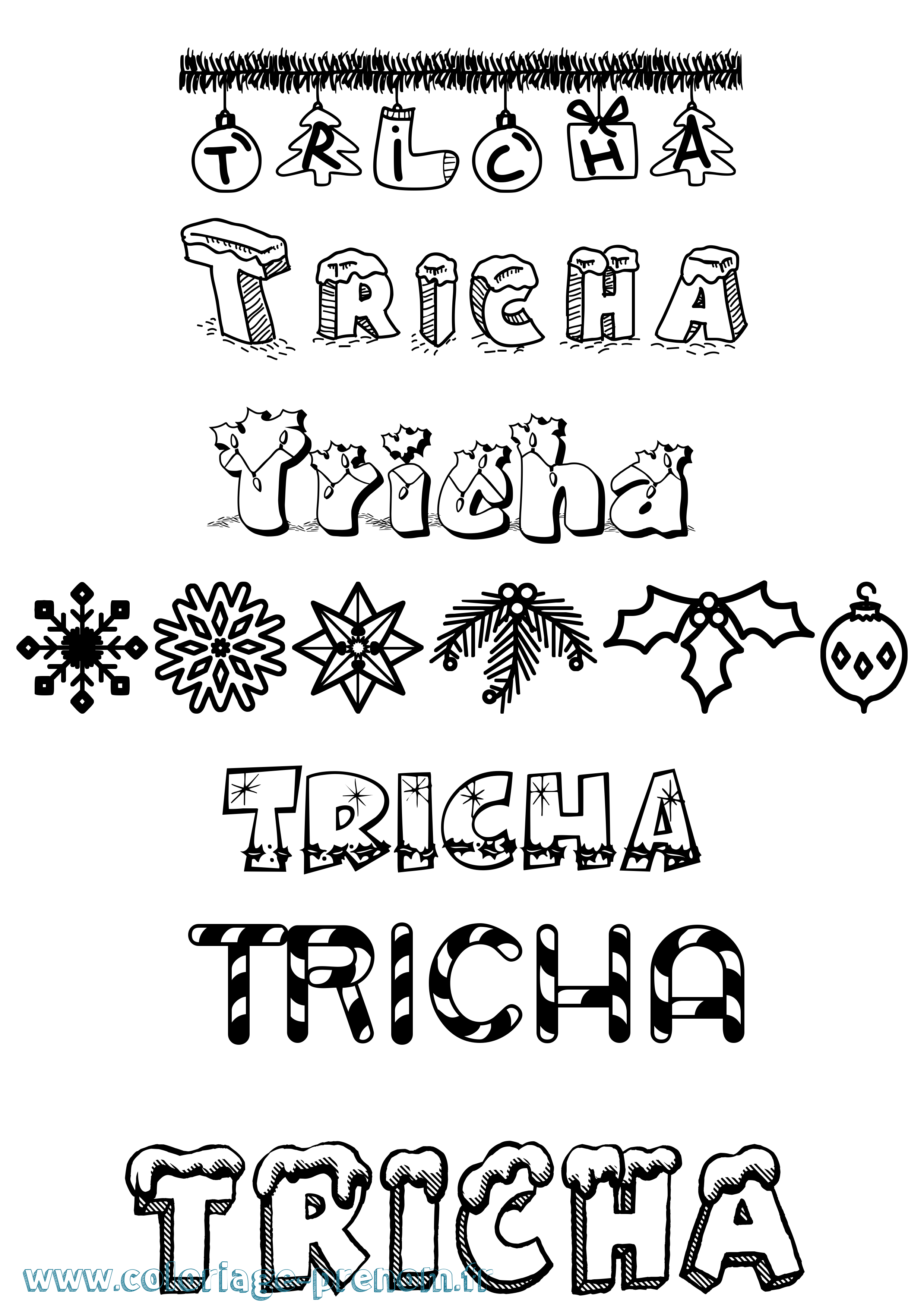 Coloriage Tricha Noël Coloriage prénom Tricha Noël