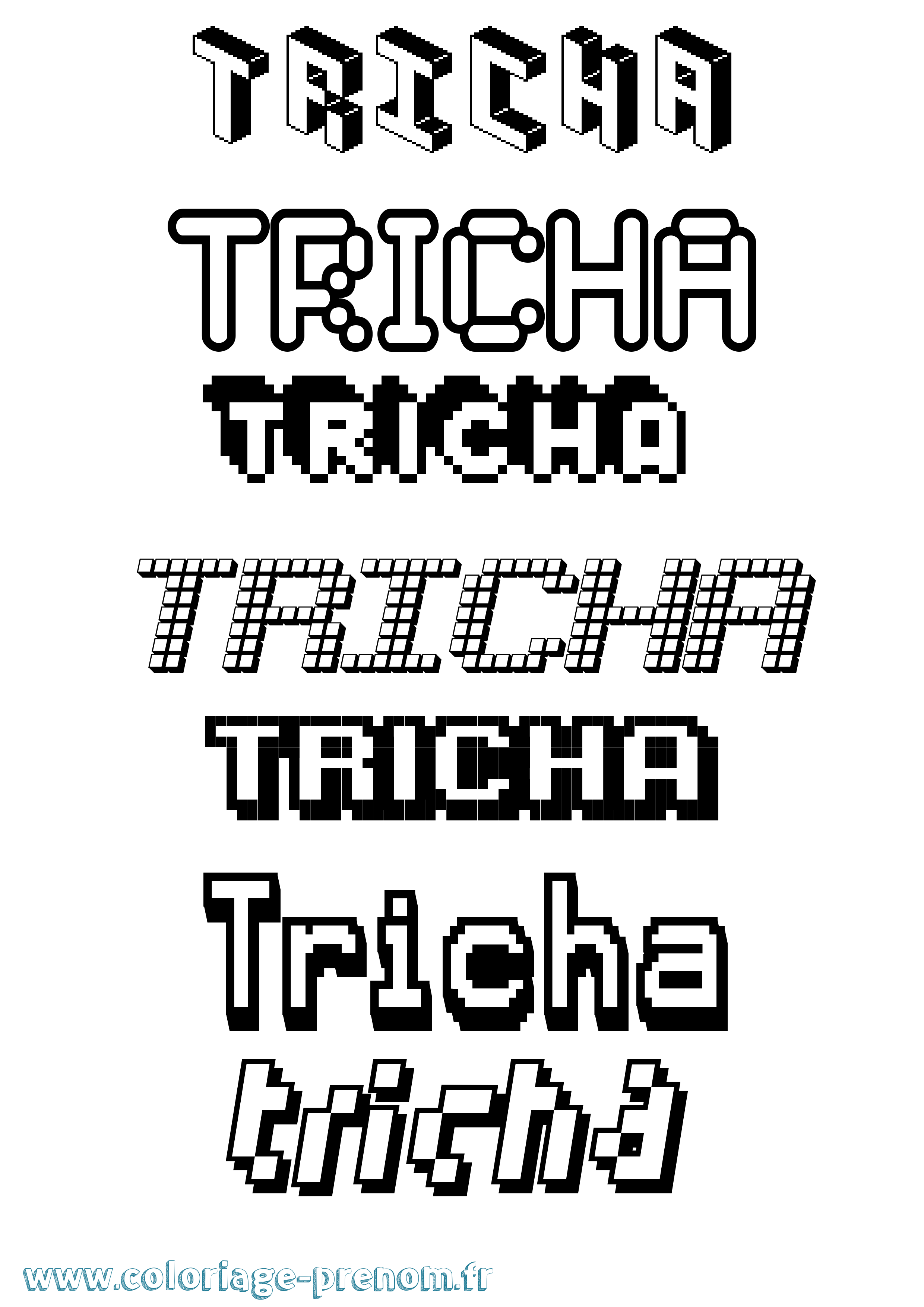 Coloriage Tricha Pixel Coloriage prénom Tricha Pixel